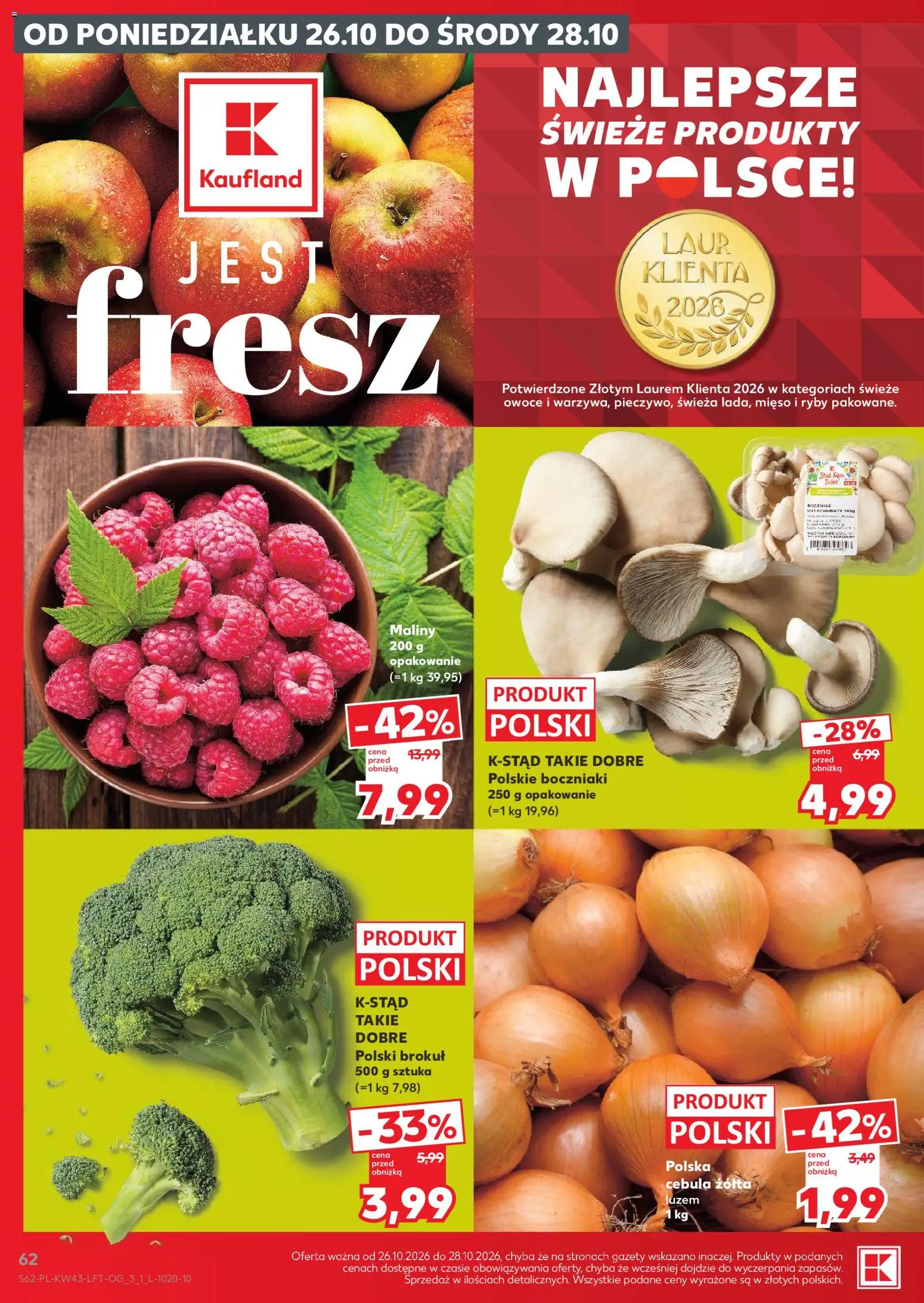 Kaufland Polsko leták od 22.10.2026 | Strana: 62 | Produkty: Ryby, Maliny