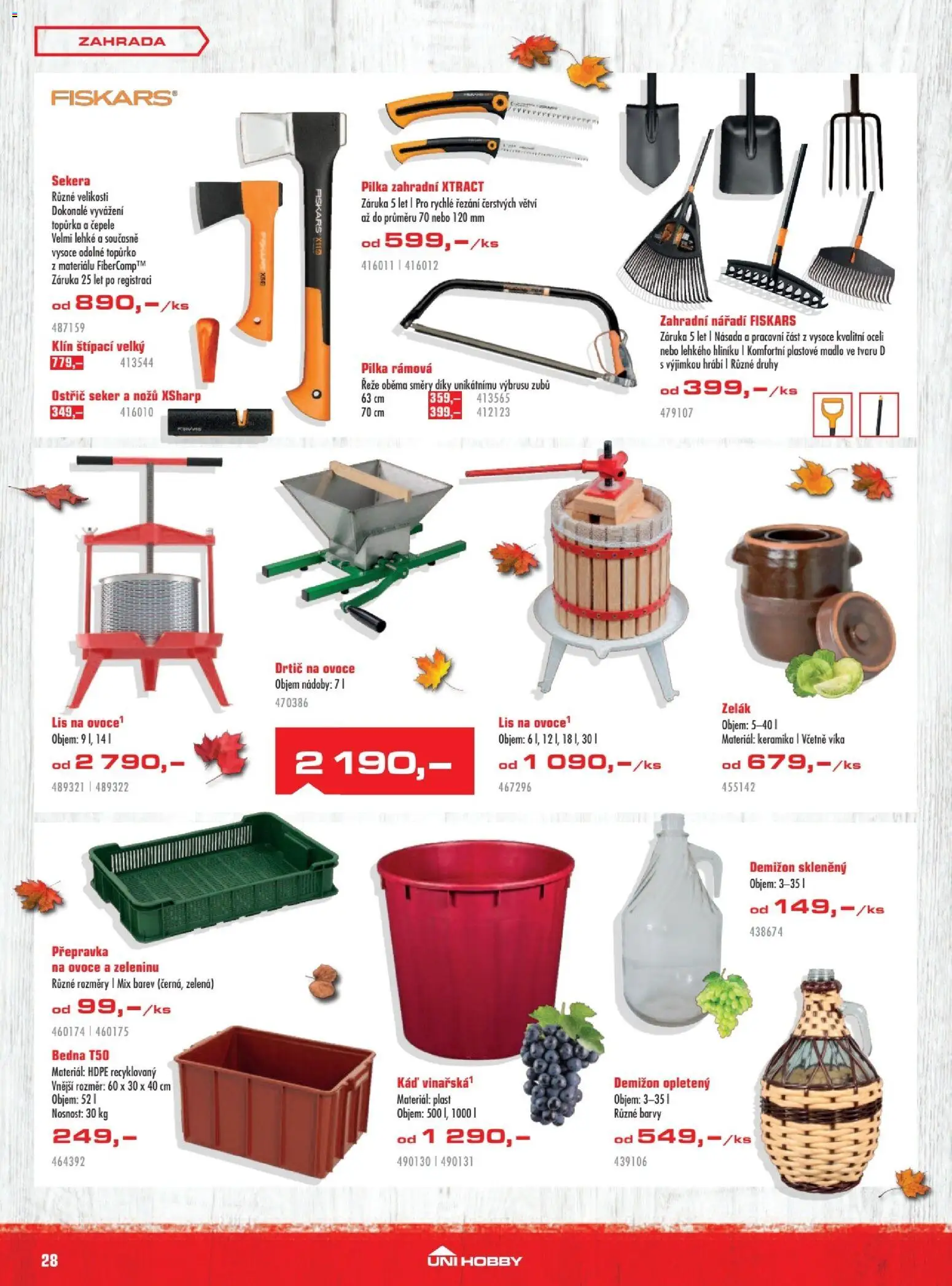 Uni Hobby leták od 01.10.2026 | Strana: 28 | Produkty: Ovoce, Sekera, Zahrada, Lis na ovoce