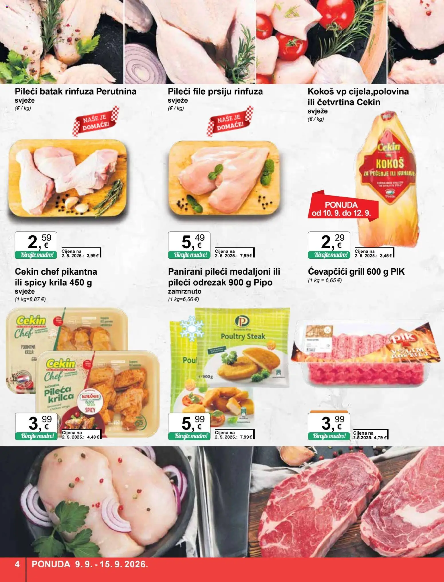 KTC katalog | vrijedi od 09.09.2026 | Stranica: 4 | Proizvodi: Odrezak, Pileći file, Grill, Kokos