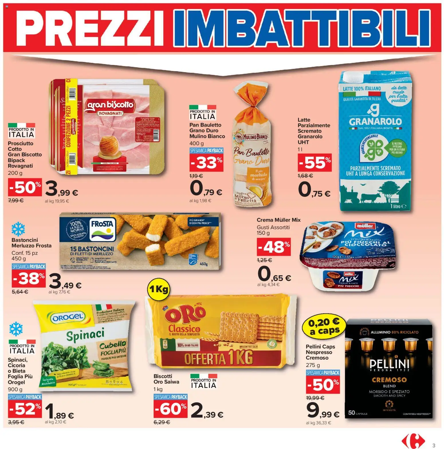 Volantino Carrefour del 16.06.2026 | Pagina: 3 | Prodotti: Yogurt, Pesce, Merluzzo, Fiocchi