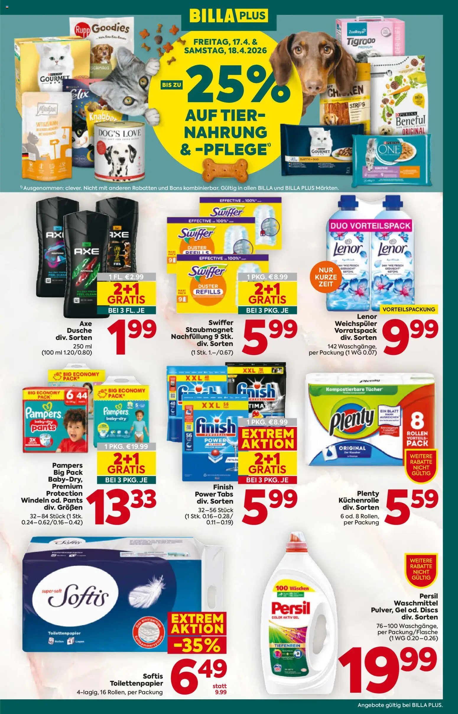 Billa Plus Flugblatt gültig ab 16.04.2026 | Seite: 15 | Produkte: Dusche, Duft, Pampers, Weichspüler