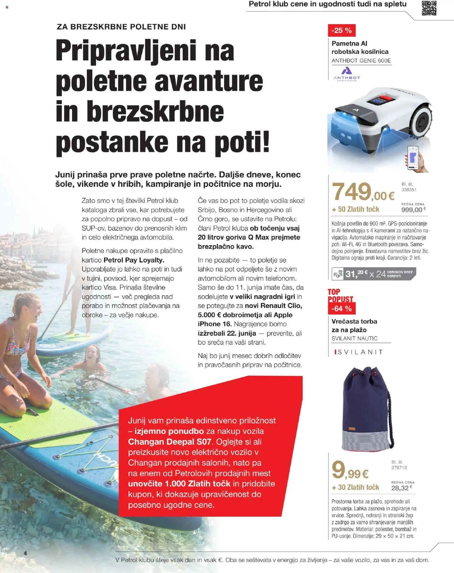 Novi Petrol katalog ponudbe – veljaven od 01.06.2026 | Stran: 4 | Izdelki: Torba, Kosilnica, Robotska kosilnica, Ograja