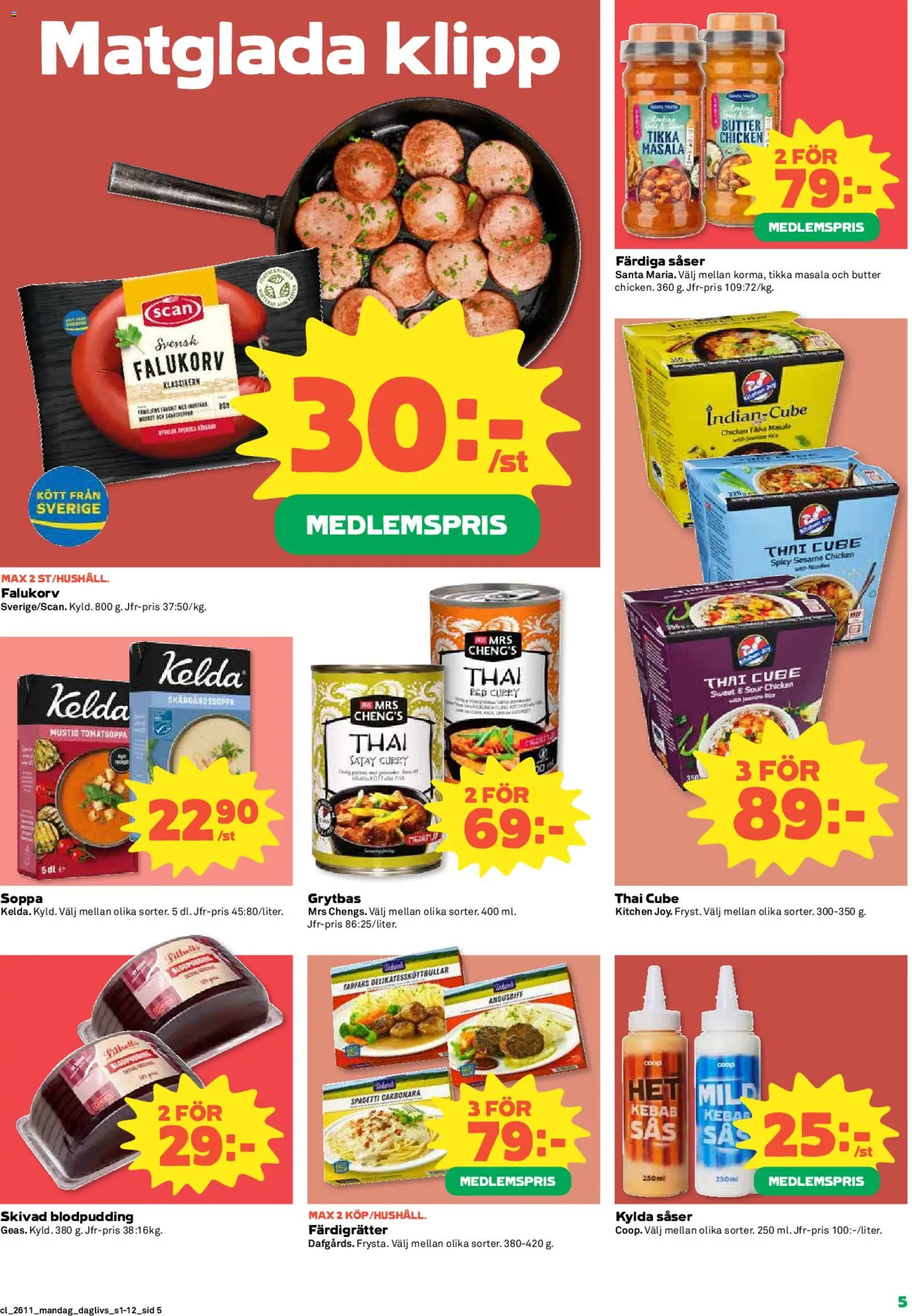 Coop Forum reklamblad aktuell från 09.03.2026 | Sida: 5 | Produkter: Falukorv, Soppa