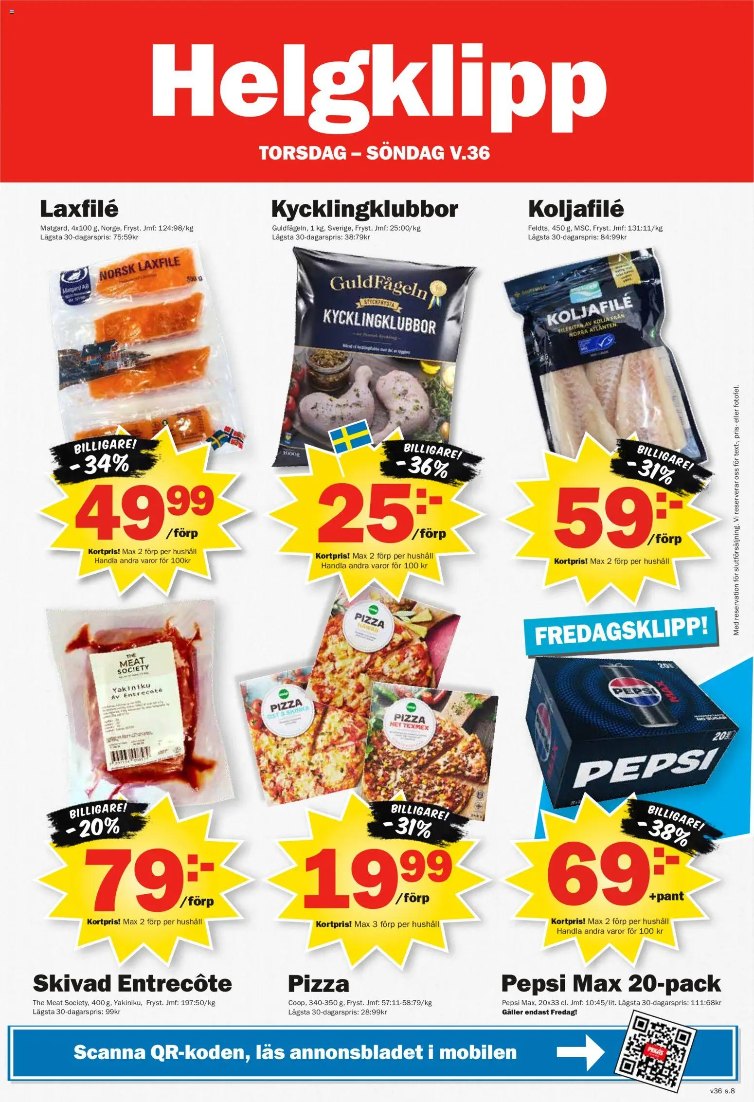 Pekås reklamblad aktuell från 31/08/2026 | Sida: 8 | Produkter: Pepsi Max, Entrecote, Galler, Pepsi