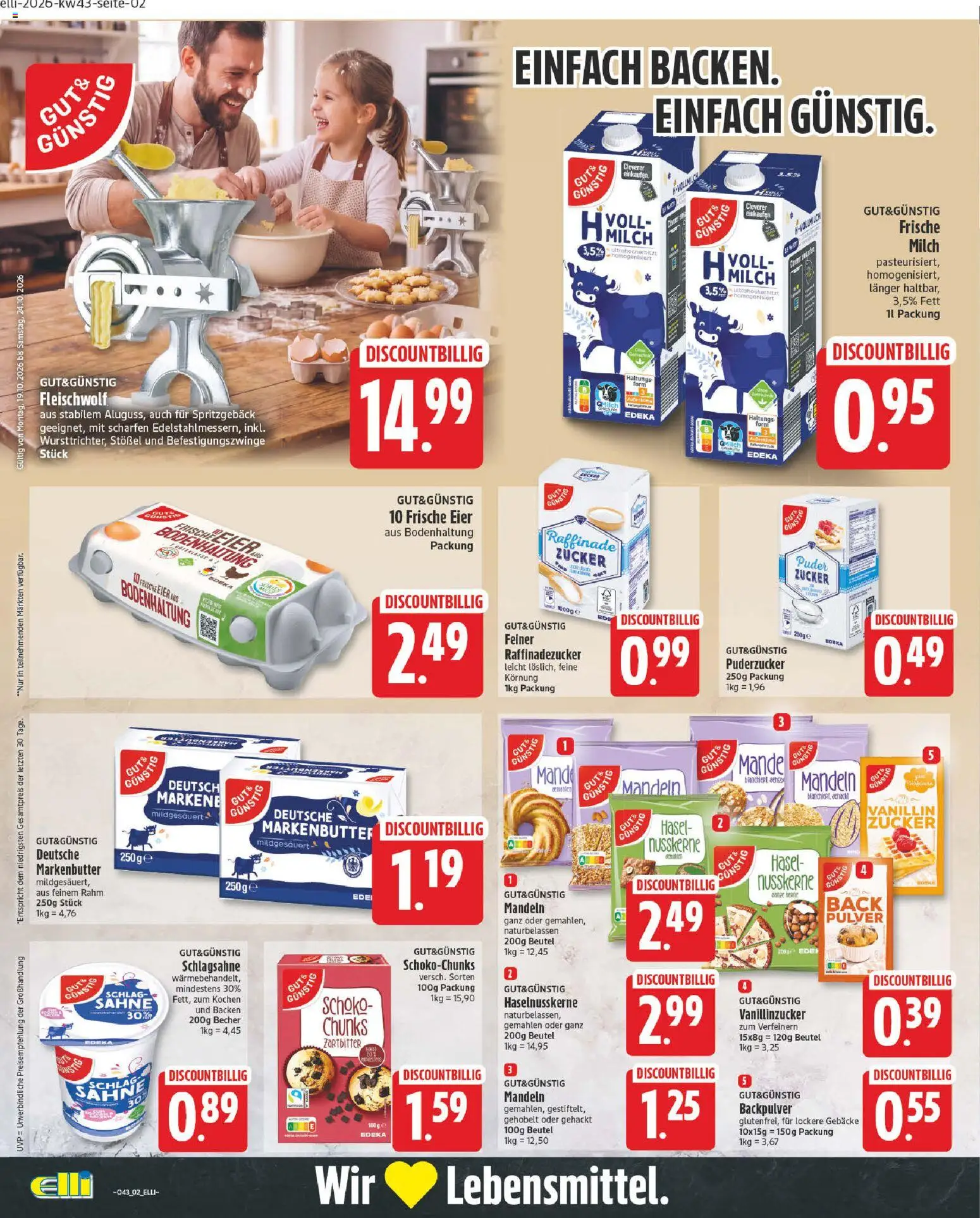 Elli Markt Prospekt Gütersloh – gültig ab 19.10.2026 | Seite: 2 | Produkte: Milch, Eier, Mandeln, Zucker