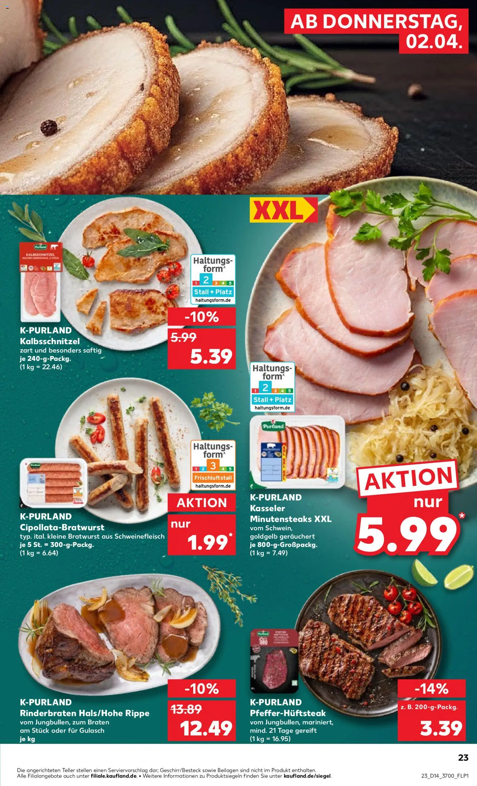 Kaufland Prospekt Rostock	 – gültig ab 02.04.2026 | Seite: 23 | Produkte: Rinderbraten, Bratwurst, Gulasch, Steak