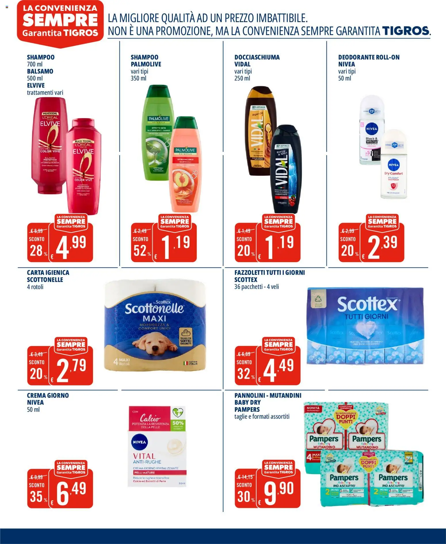 Volantino Tigros del 17.06.2026 | Pagina: 9 | Prodotti: Crema, Pannolini, Carta igienica, Deodorante