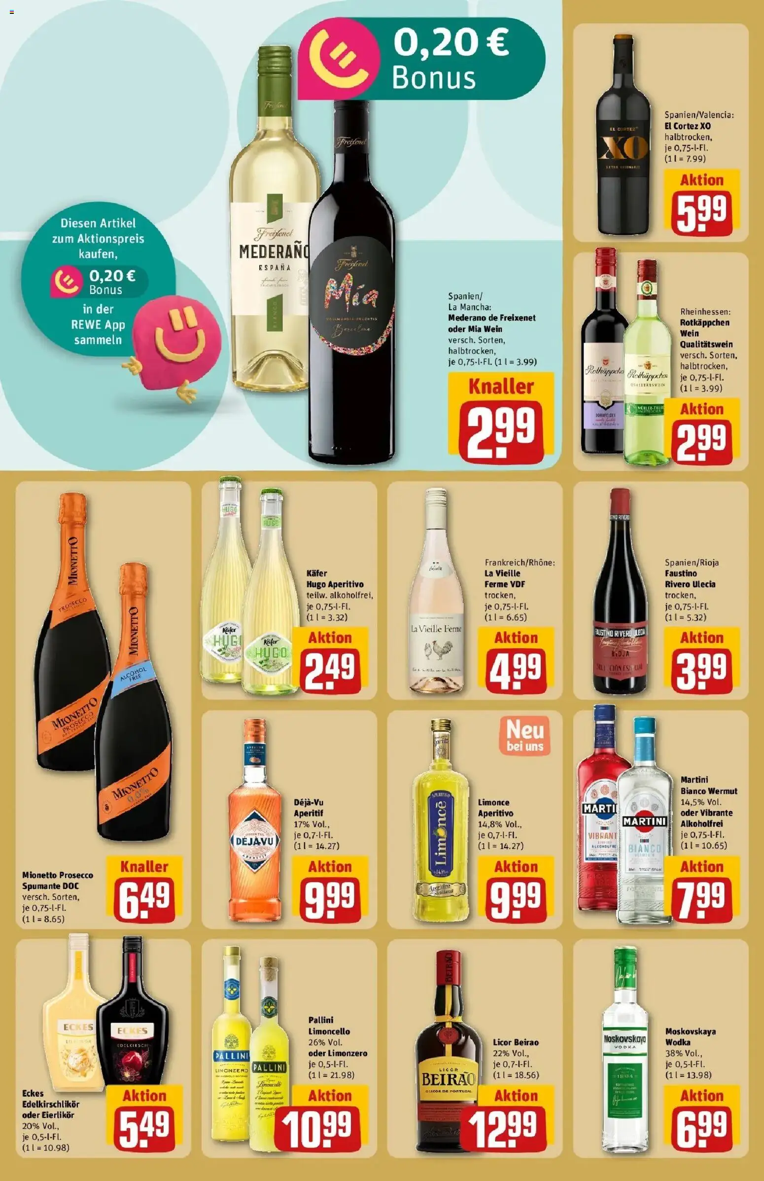 REWE Prospekt ab 04.05.2026 zum Blättern » Angebote | Seite: 21 | Produkte: Limoncello, Wein, Vodka, Hugo