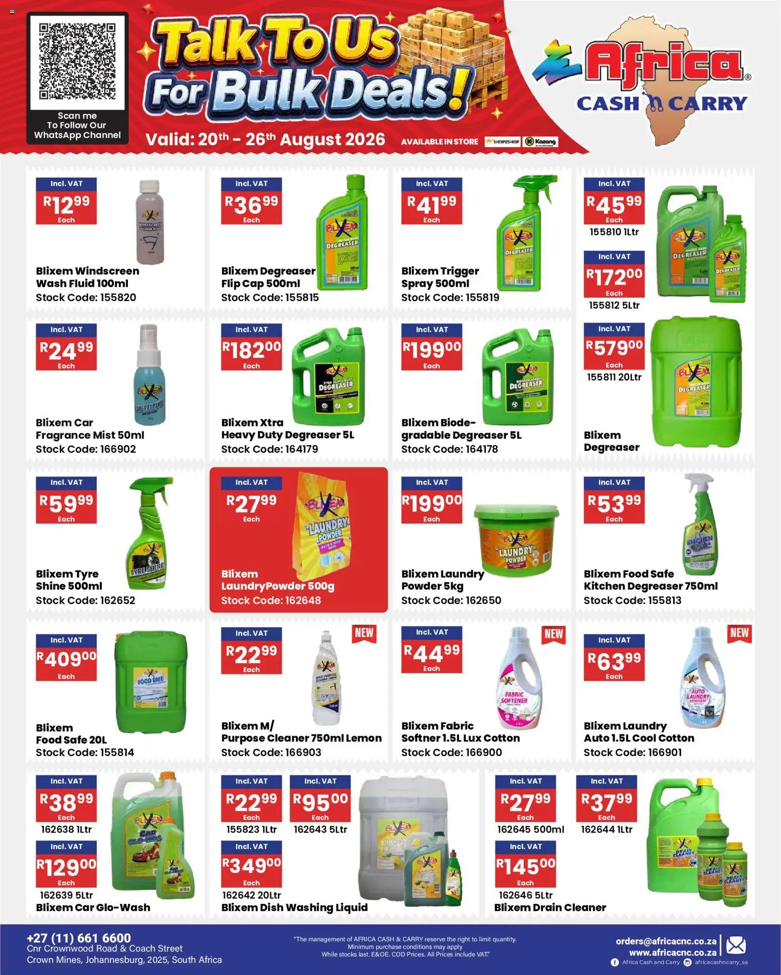 New Africa Cash & Carry catalogue – valid from 20/08/2026 | Page: 56 | Products: Cap, Softner, Fragrance, Powder