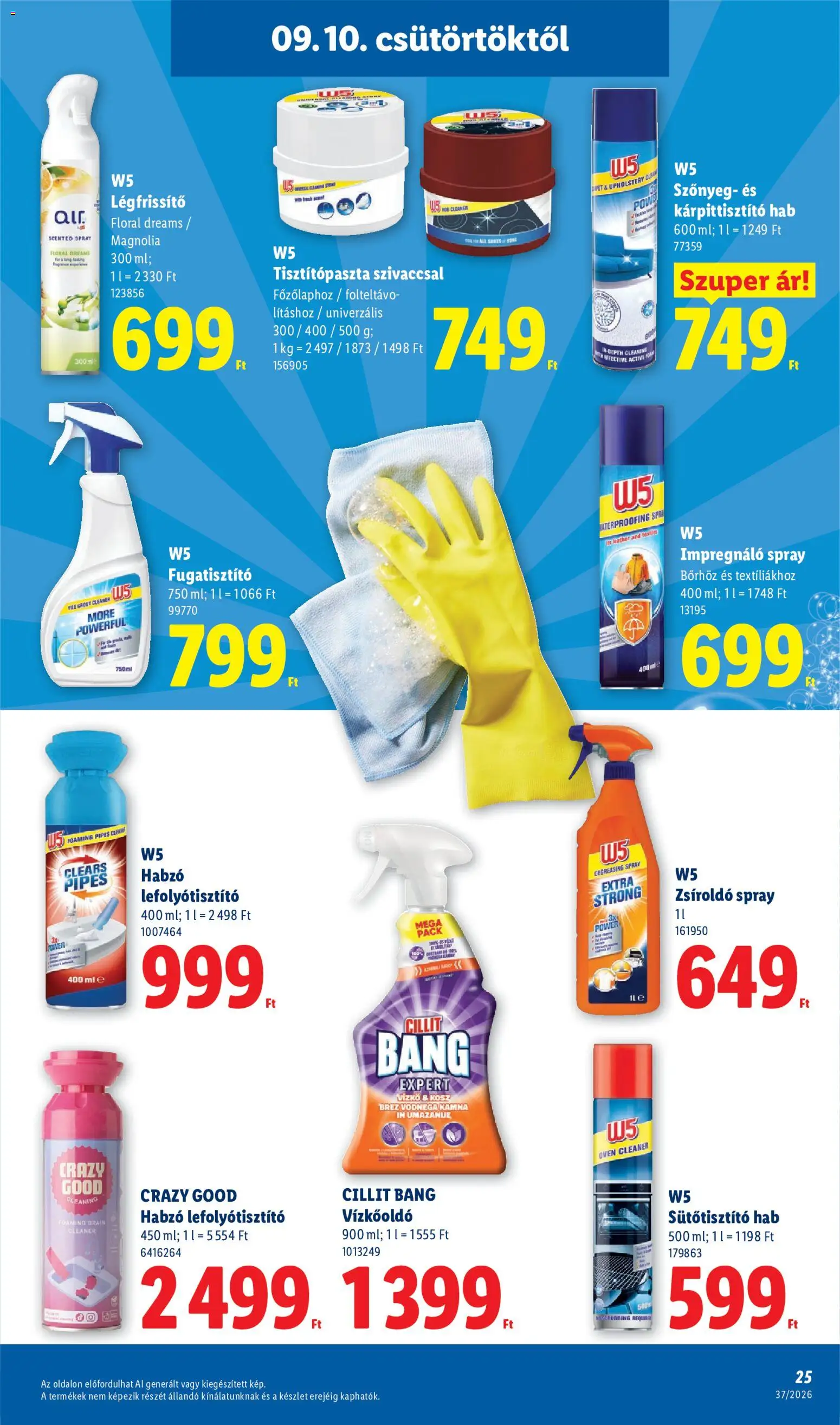 Lidl akciós ujság - amely érvényes a következő dátumtól: 2026.09.10. | Oldal: 25 | Termékek: Cillit Bang, Hab, Vízkőoldó, Szőnyeg