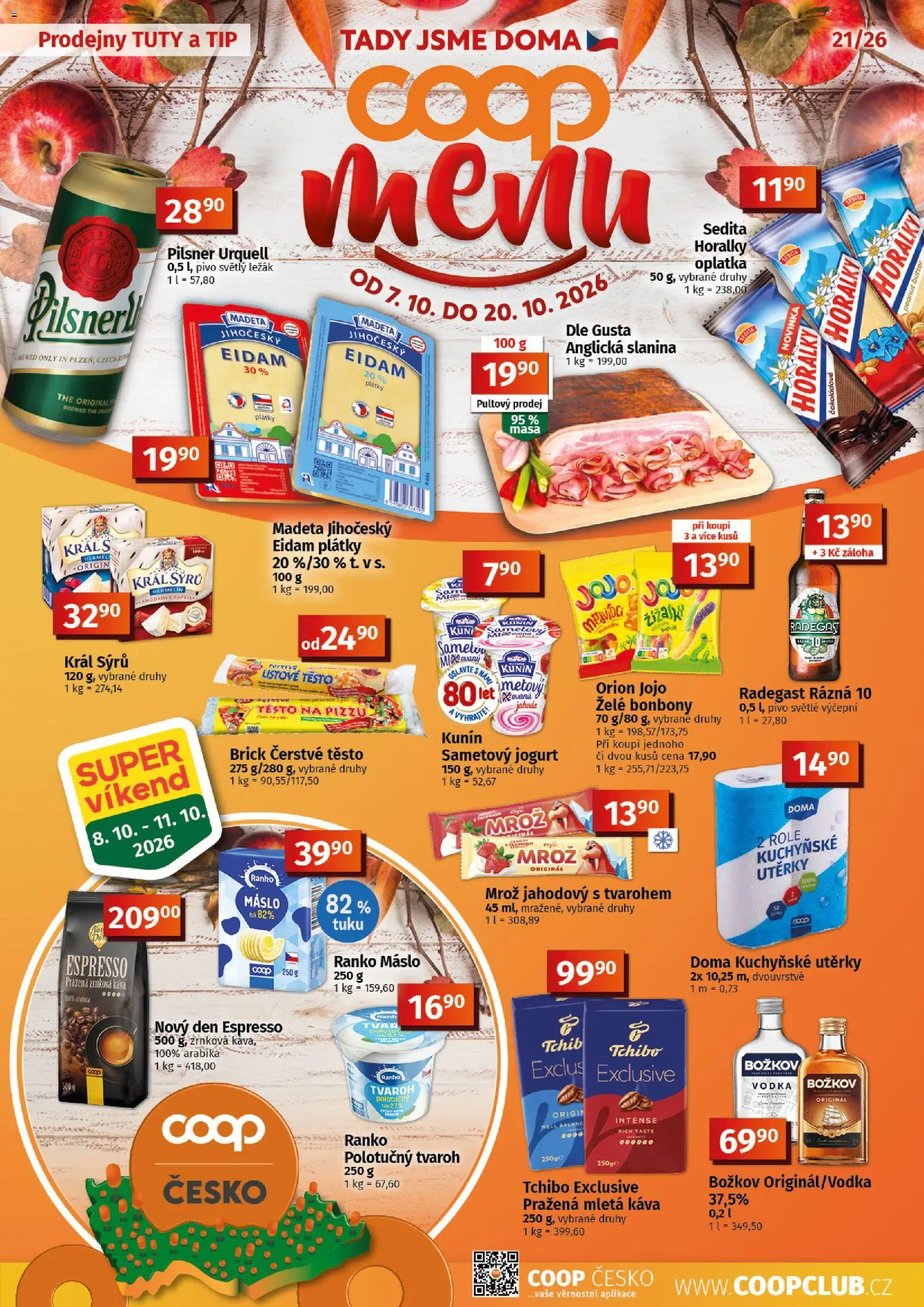 Coop leták - Tuty od 07.10.2026 | Strana: 1 | Produkty: Káva, Pivo, Hermelín, Horalky