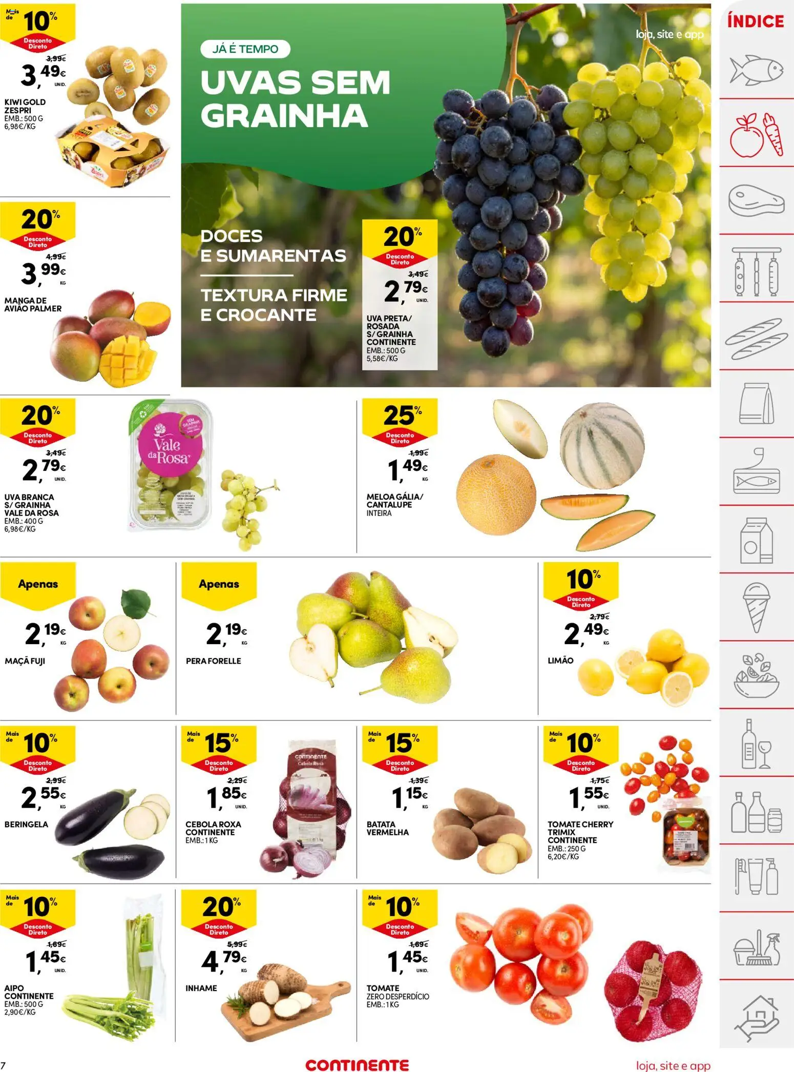 Continente folheto │ válido de 11/08/2026 | Página: 7 | Produtos: Cebola roxa, Maça, Aipo, Beringela