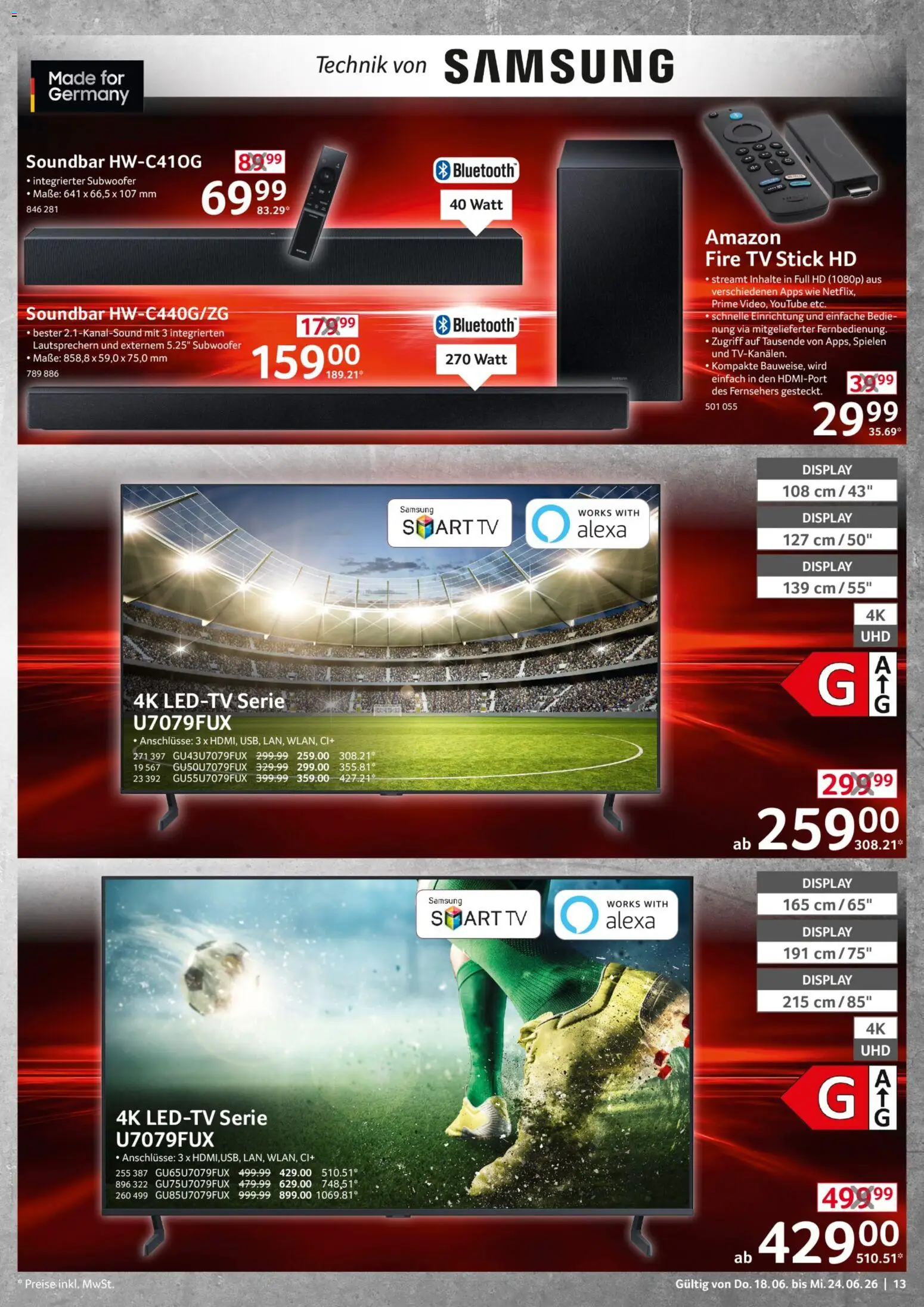 Selgros Non Food – gültig ab 18.06.2026 | Seite: 13 | Produkte: Samsung, Smart TV, Soundbar, TV