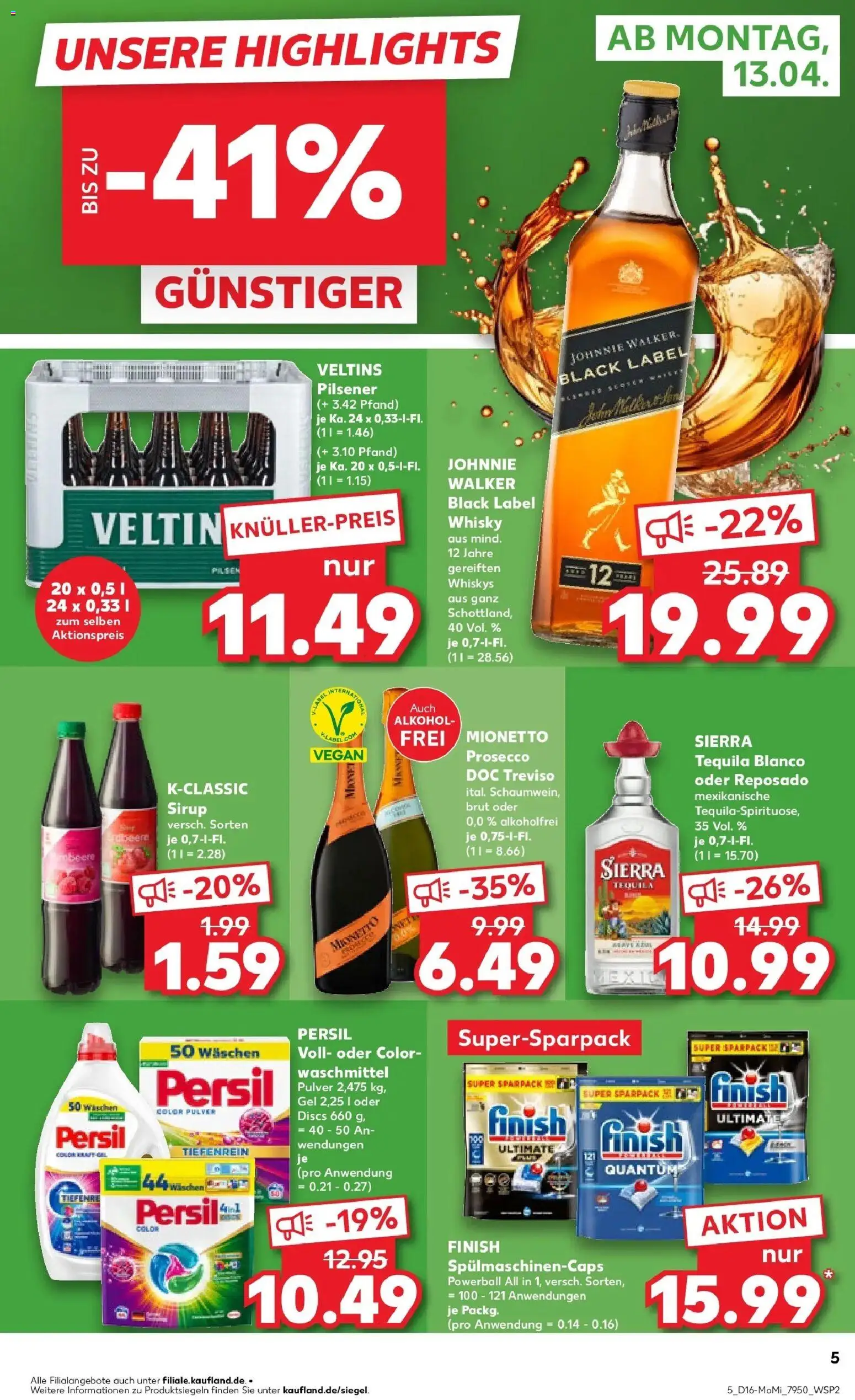 Kaufland Prospekt Bückeburg	 – gültig ab 13.04.2026 | Seite: 5 | Produkte: Sirup, Finish, Veltins, Persil