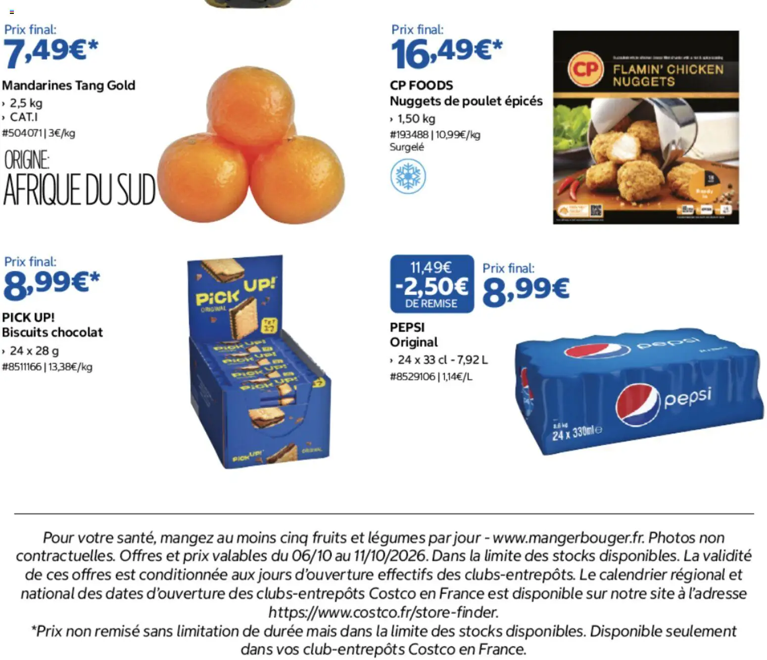 {H1} | Page: 2 | Produits: Poulet, Fruits, Pepsi, Biscuits