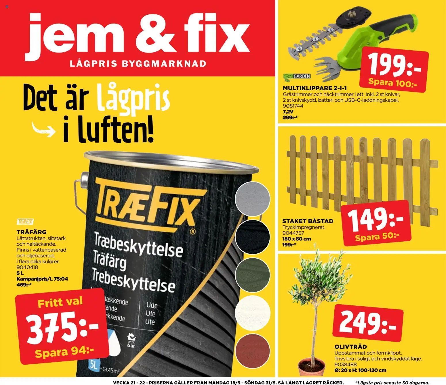 Jem & Fix reklamblad aktuell från 18.05.2026 | Sida: 1 | Produkter: Grästrimmer, Batteri