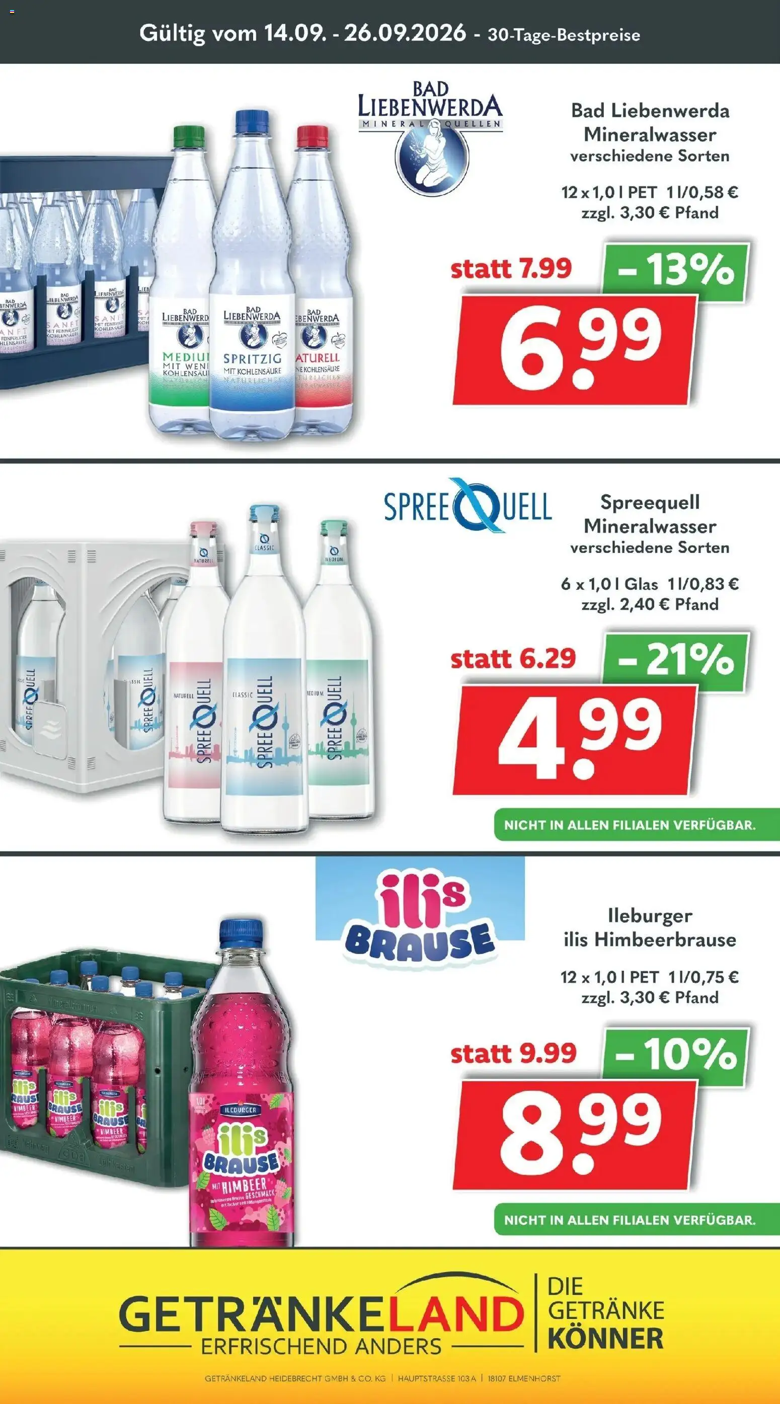 Getränkeland Prospekt Neustrelitz (ab 14.09.2026) zum Blättern | Seite: 10 | Produkte: Bad, Mineralwasser
