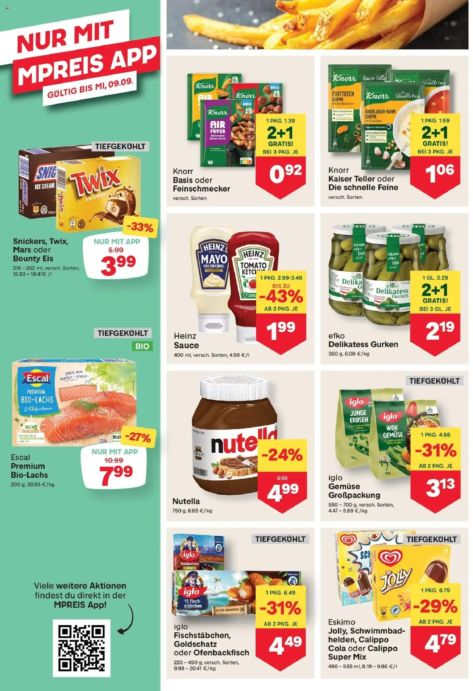 MPREIS St.Gallenkirch von 03.09.2026 - Aktuelle Angebote | Seite: 8 | Produkte: Gemüse, Erbsen, Nutella, Fisch