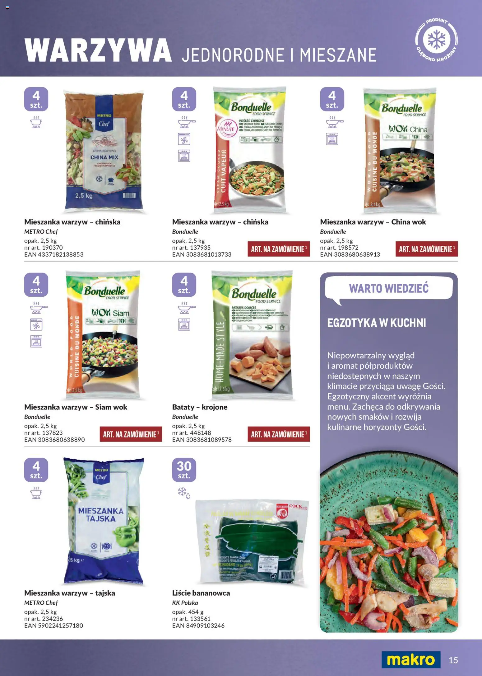 Makro gazetka - Mrożonki od 01.05.2026 | Strona: 15 | Produkty: Bataty, Mieszanka warzyw, Warzywa