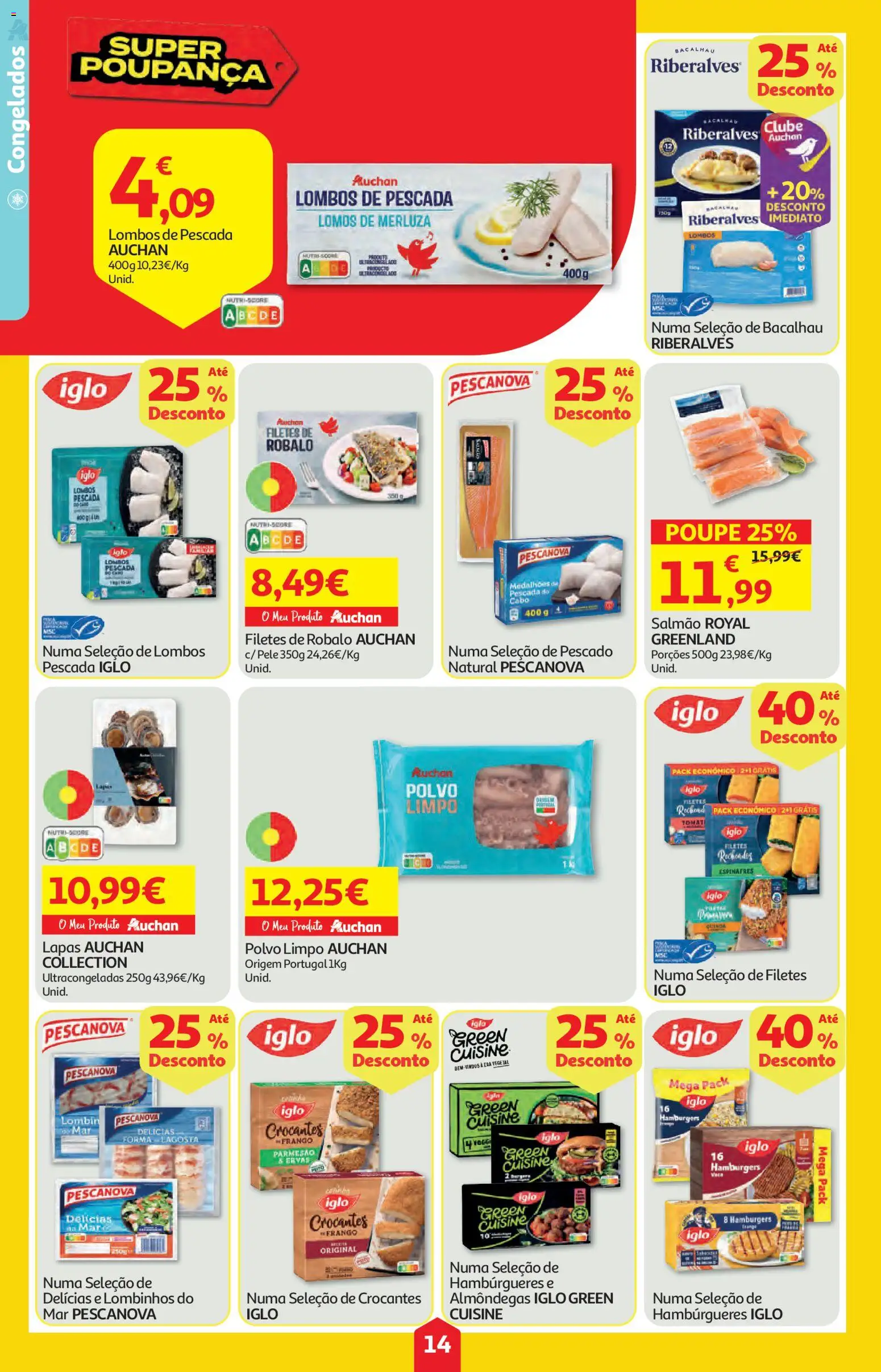 Auchan folheto │ válido de 18.06.2026 | Página: 14 | Produtos: Espinafres, Polvo, Lagosta, Salmão