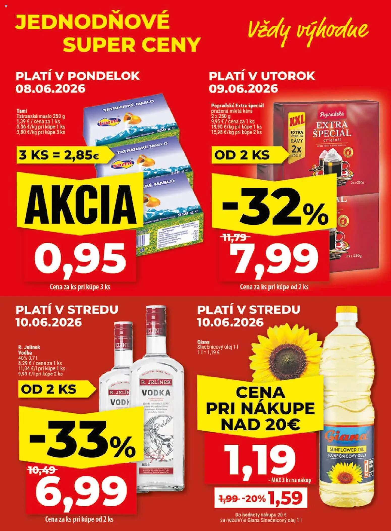 Nové Klas akcie – leták je platný od 08.06.2026 | Strana: 2 | Produkty: Maslo, Olej, Káva, Tatranské maslo