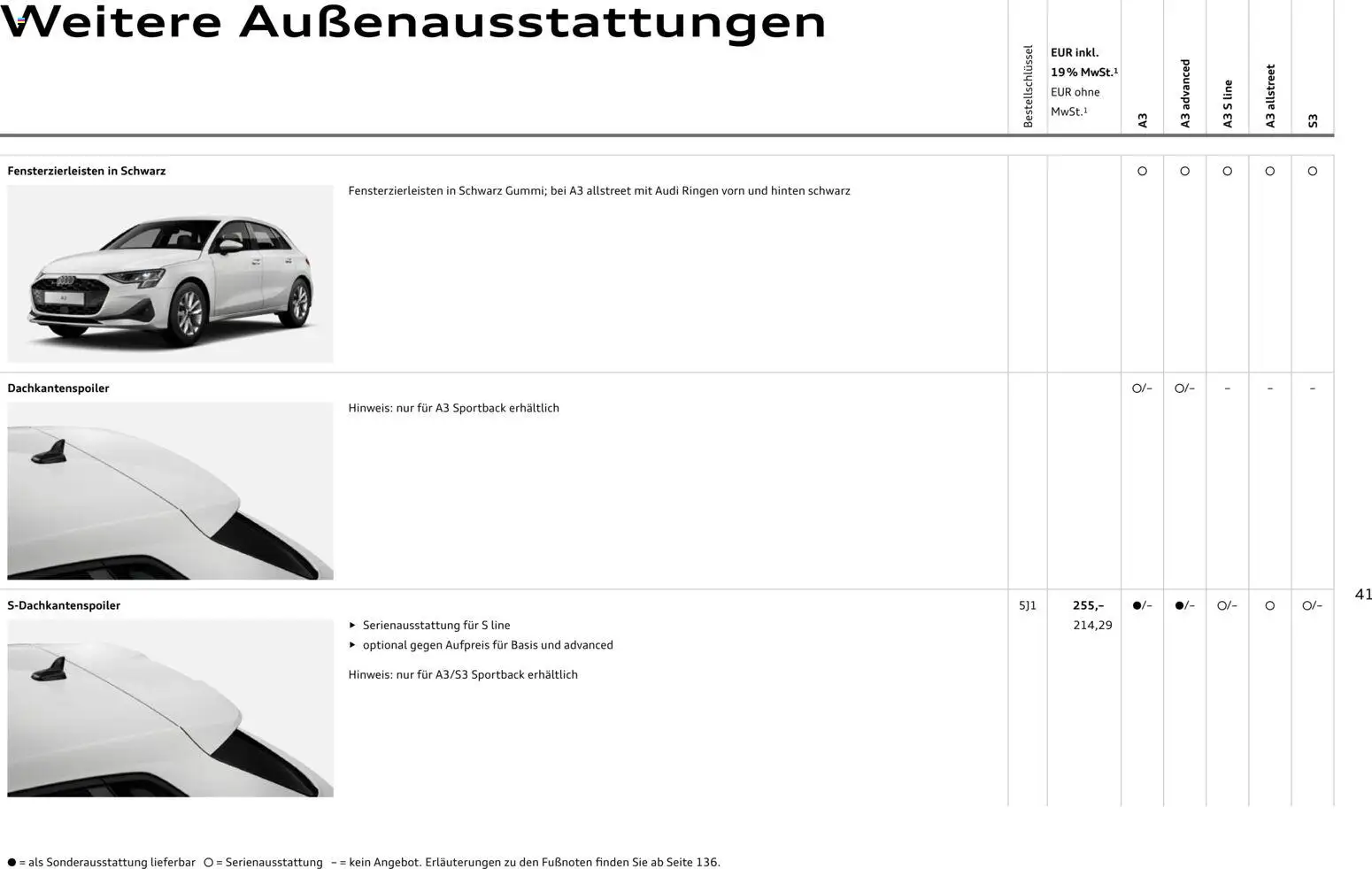 Audi A3 – gültig ab 28.10.2025 | Seite: 41