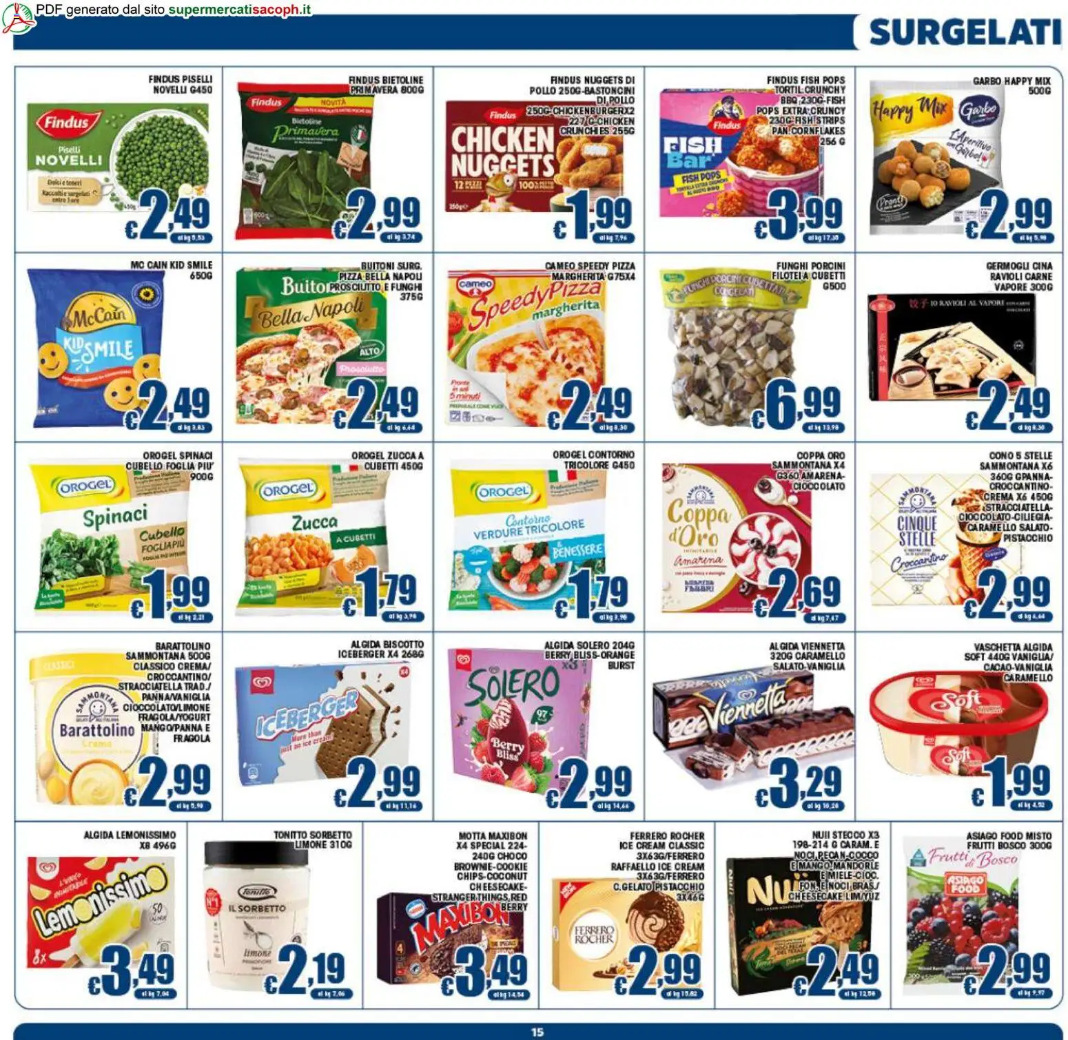 Volantino Sacoph del 10.06.2026 | Pagina: 15 | Prodotti: Cioccolato, Prosciutto, Mandorle, Piselli
