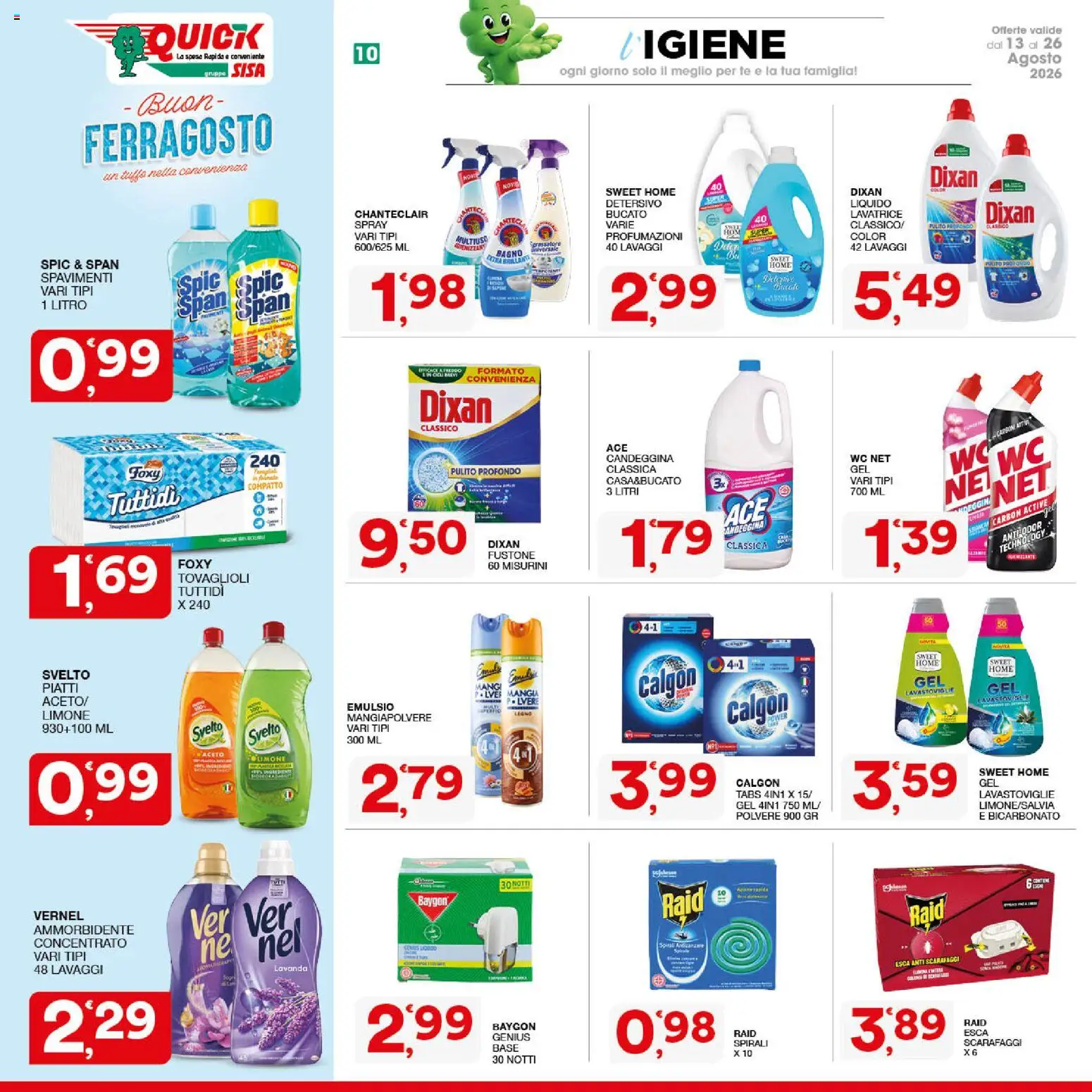 Volantino SISA del 13/08/2026 | Pagina: 10 | Prodotti: Piatti, Limone, Lavanda, Bagno