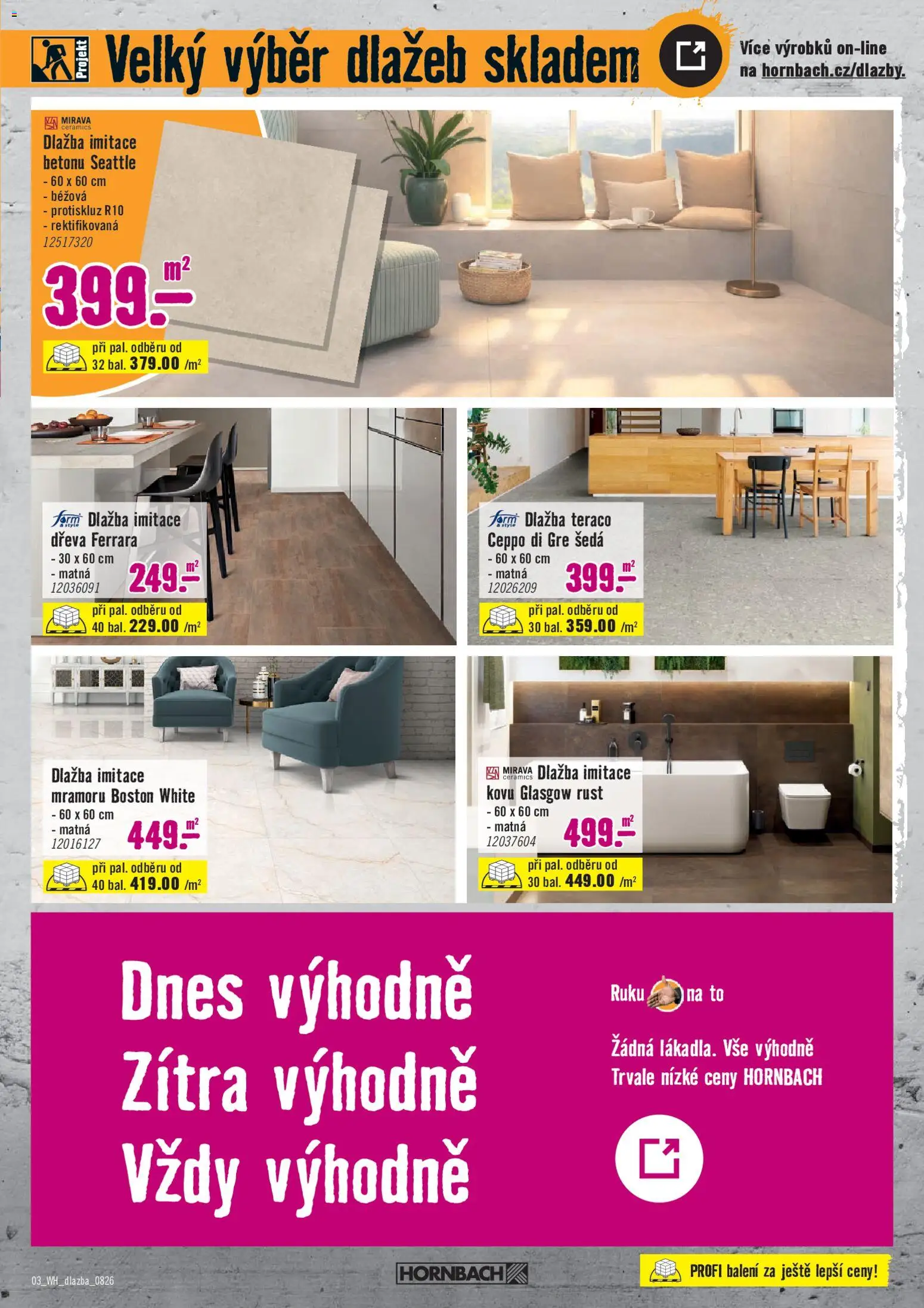 HORNBACH leták - Dlažba a obklady od 19.08.2026 | Strana: 3 | Produkty: Dlažba