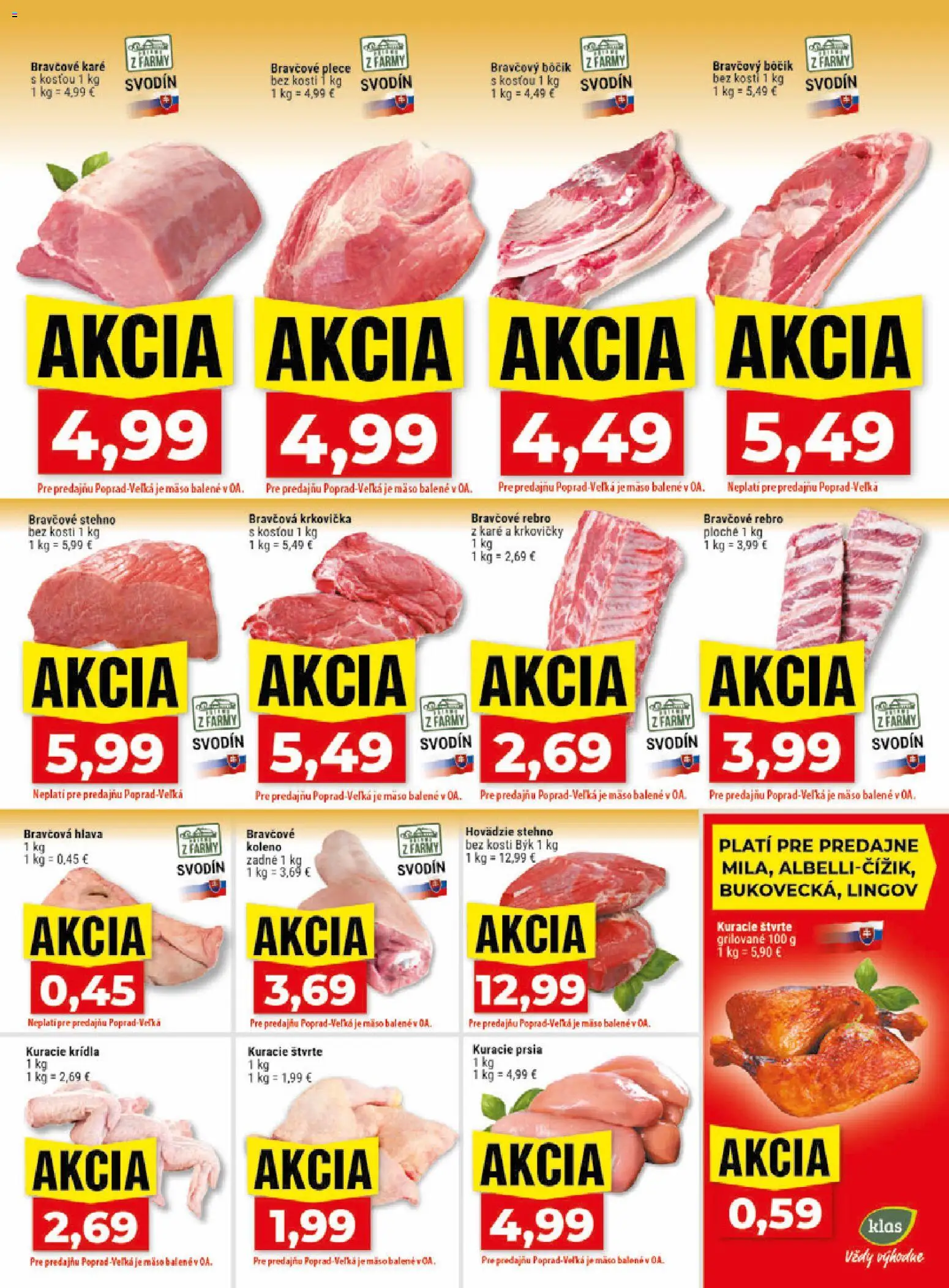 Nové Klas akcie – leták je platný od 31.08.2026 | Strana: 7 | Produkty: Bravčová krkovička, Bravčové stehno, Krkovička, Bravčové karé