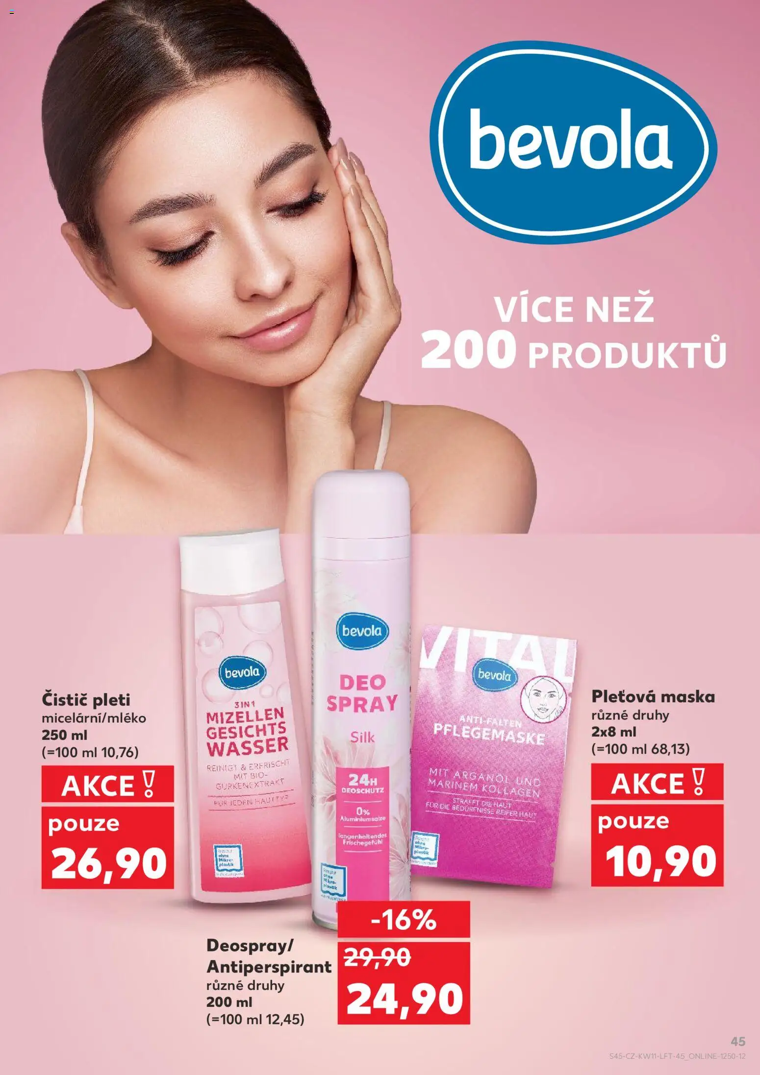 Kaufland leták od 11.03.2026 | Strana: 45 | Produkty: Pleťová maska, Antiperspirant, Bevola, Maska