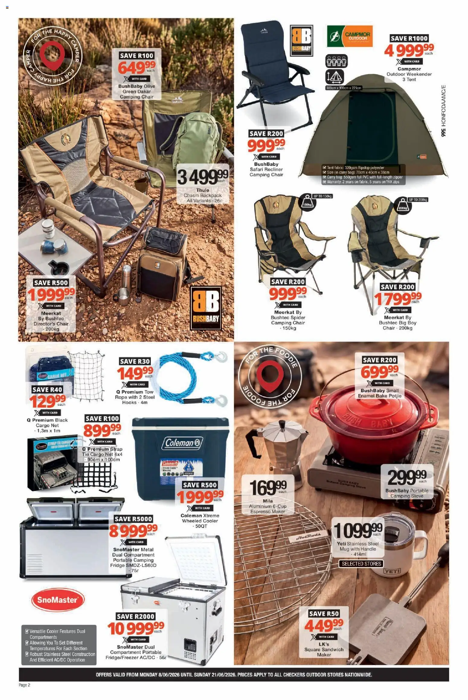 New Checkers catalogue – valid from 08.06.2026 | Page: 2 | Products: Backpack, Bag, Stove, Tent