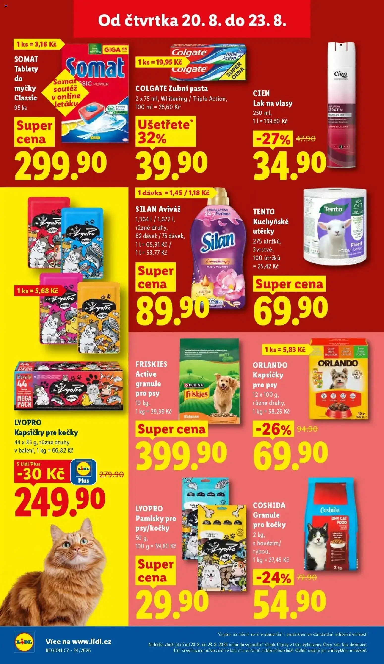 Lidl leták od 20.08.2026 - Nový akční leták | Strana: 30 | Produkty: Granule pro psy Friskies, Purina, Utěrky, Granule pro kočky
