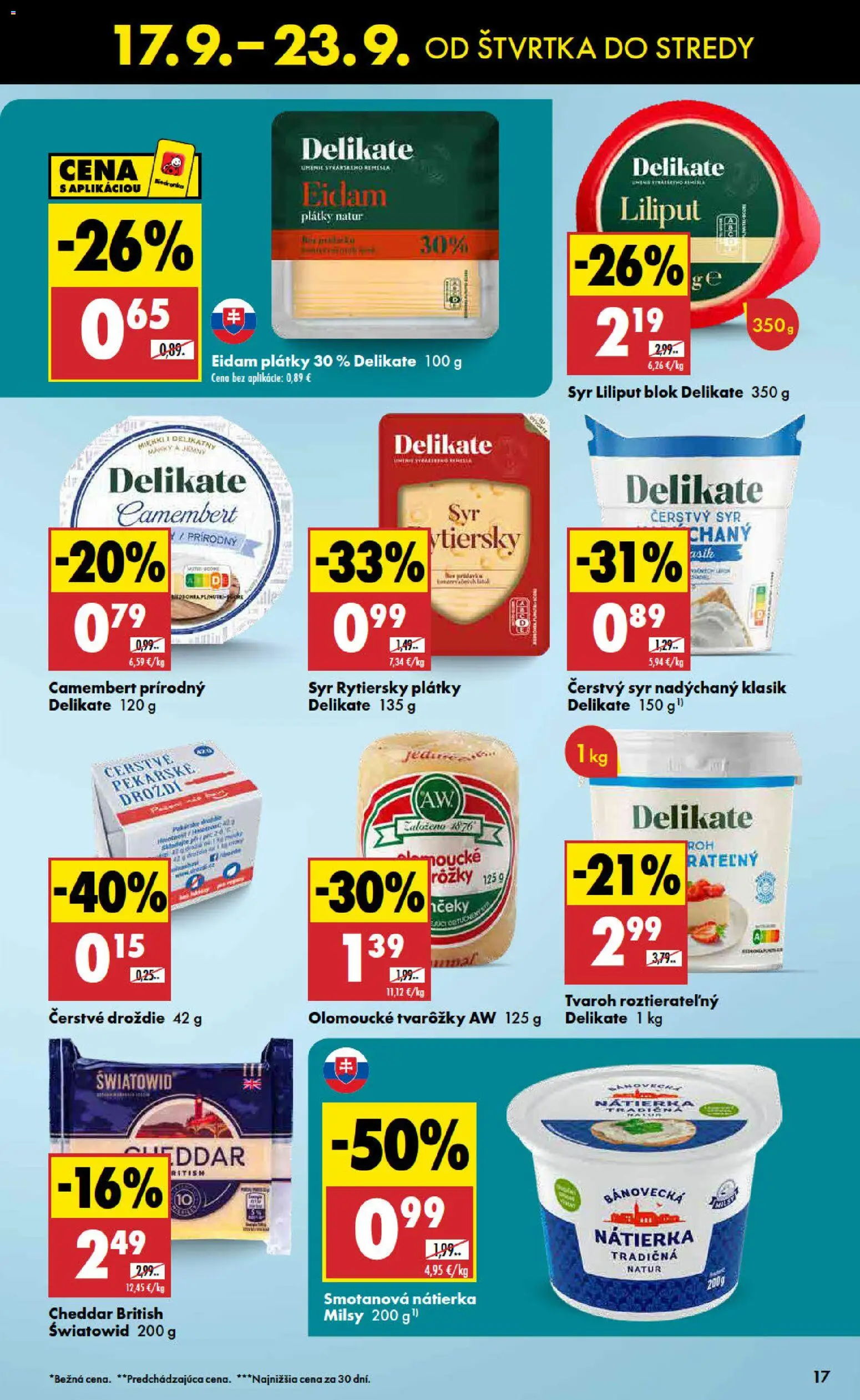 Nové Biedronka akcie – leták je platný od 17.09.2026 | Strana: 17 | Produkty: Syr, Eidam, Tvaroh, Camembert