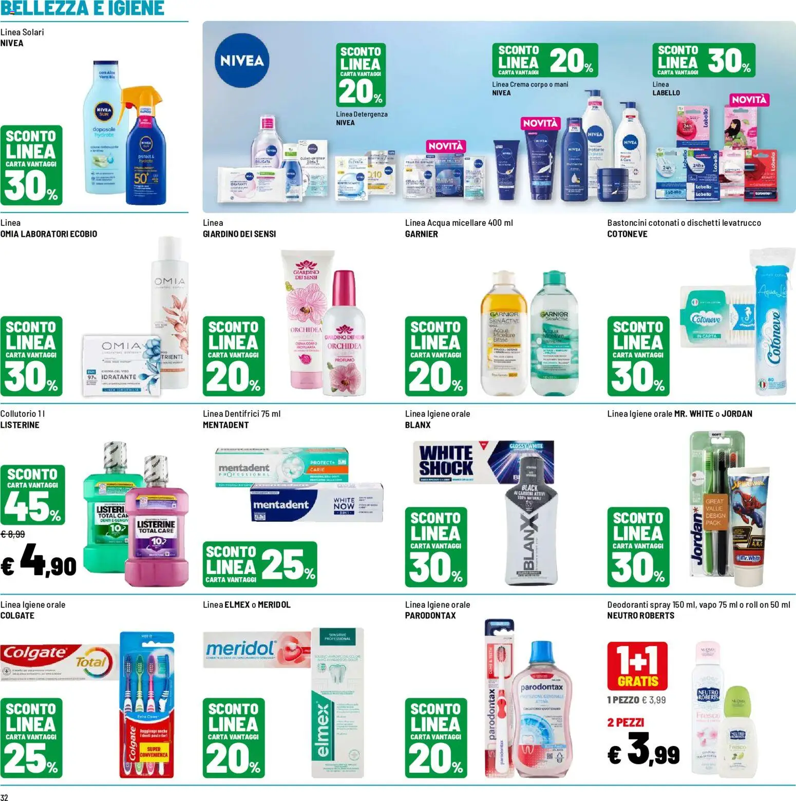 Volantino Iper del 19/08/2026 | Pagina: 32 | Prodotti: Jordan, Acqua micellare, Collutorio, Acqua