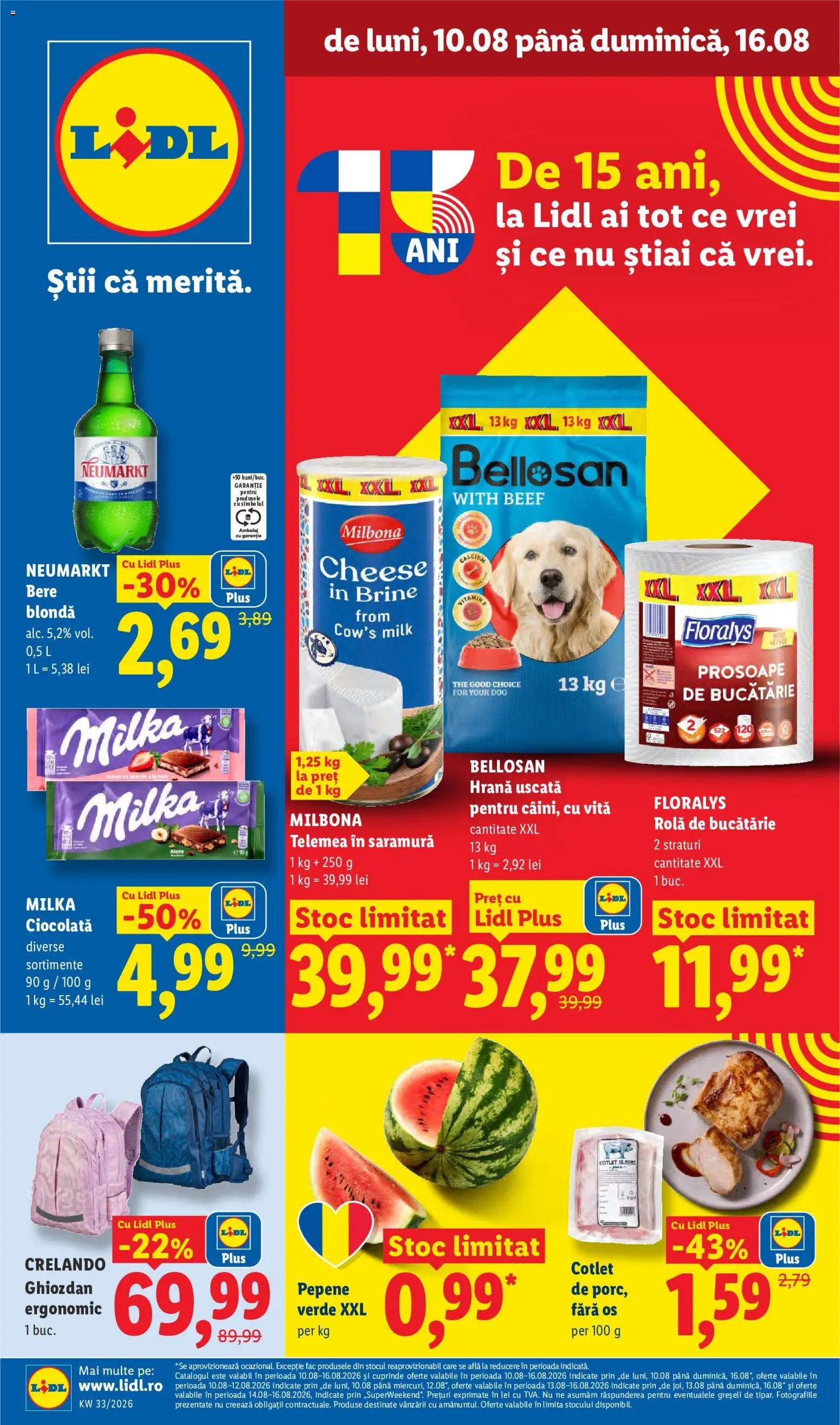 Noul catalog Lidl – valabil de la 10.08.2026 | Pagină: 1 | Produse: Pepene Verde, Vită, Floralys, Plus