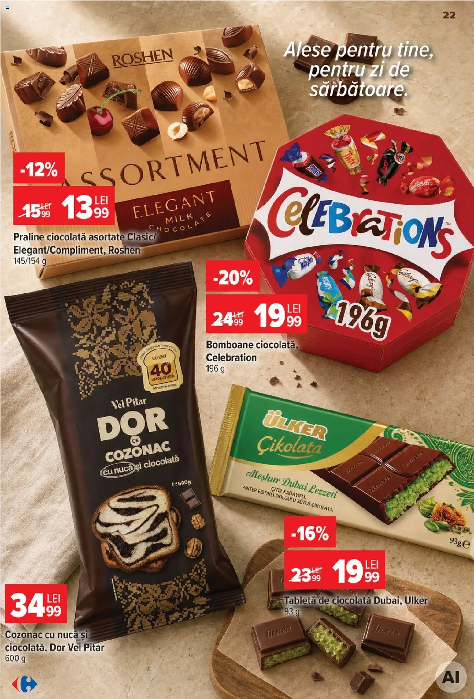 Noul catalog Carrefour – valabil de la 12.08.2026 | Pagină: 23 | Produse: Tabletă, Praline, Ciocolată, Bomboane