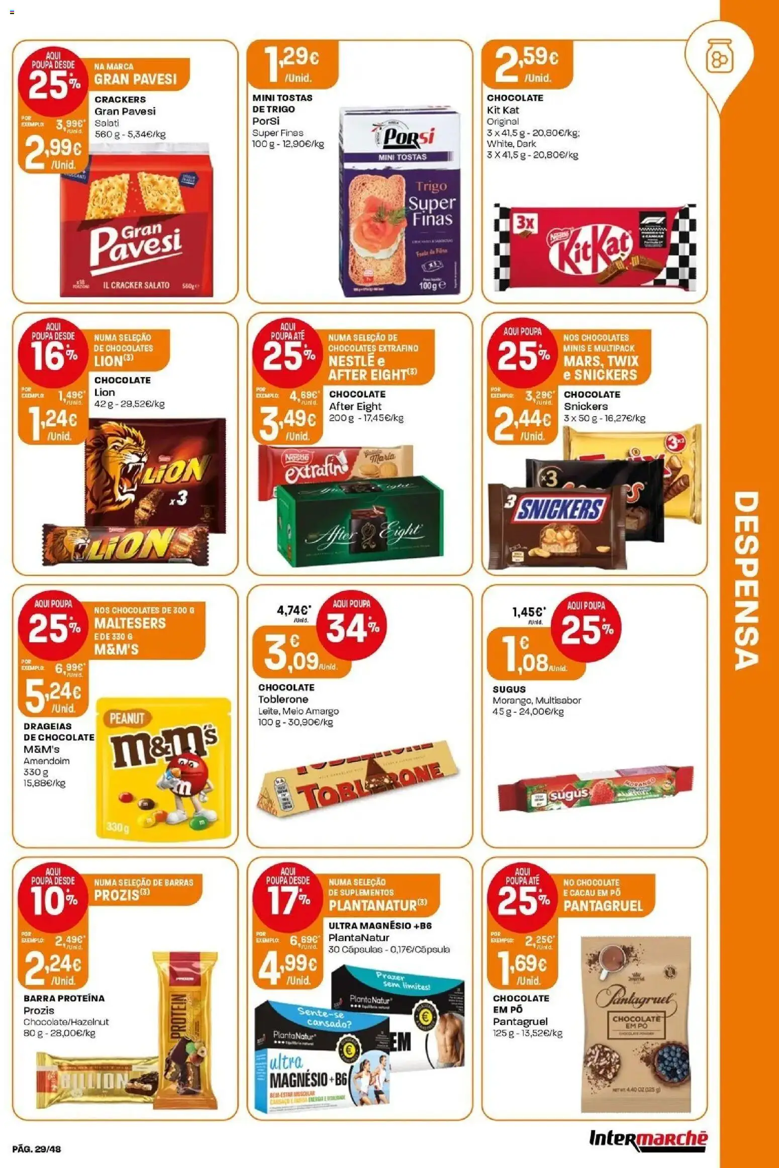 Intermarché - Isto é que são preços BAIXOS! │ válido de 18/06/2026 | Página: 29 | Produtos: Chocolates, Nestlé, Chocolate, Proteina