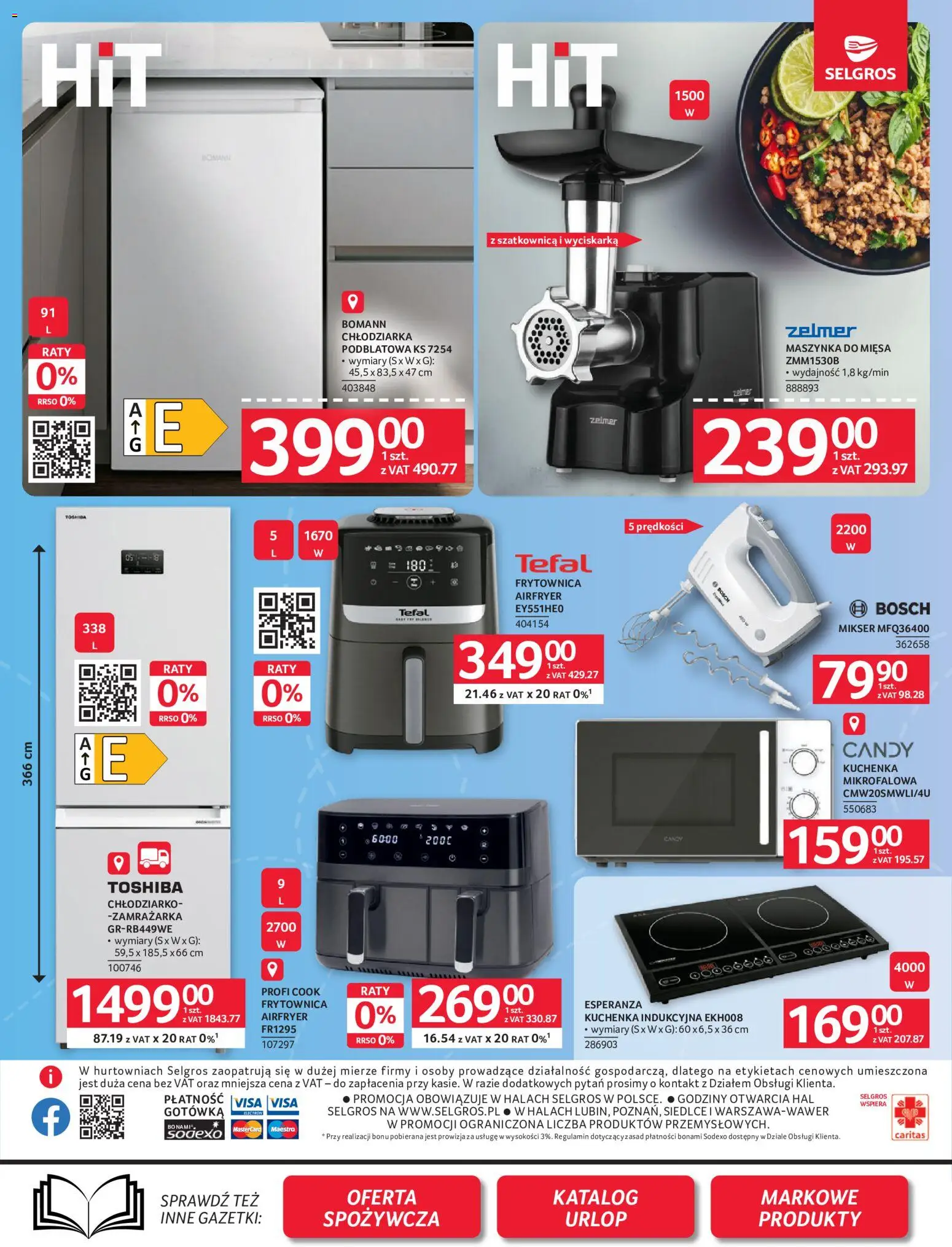 Selgros cash&carry gazetka - Oferta przemysłowa od 18.06.2026 | Strona: 19 | Produkty: Zamrażarka, Kuchenka mikrofalowa, Maszynka do mięsa, Tefal