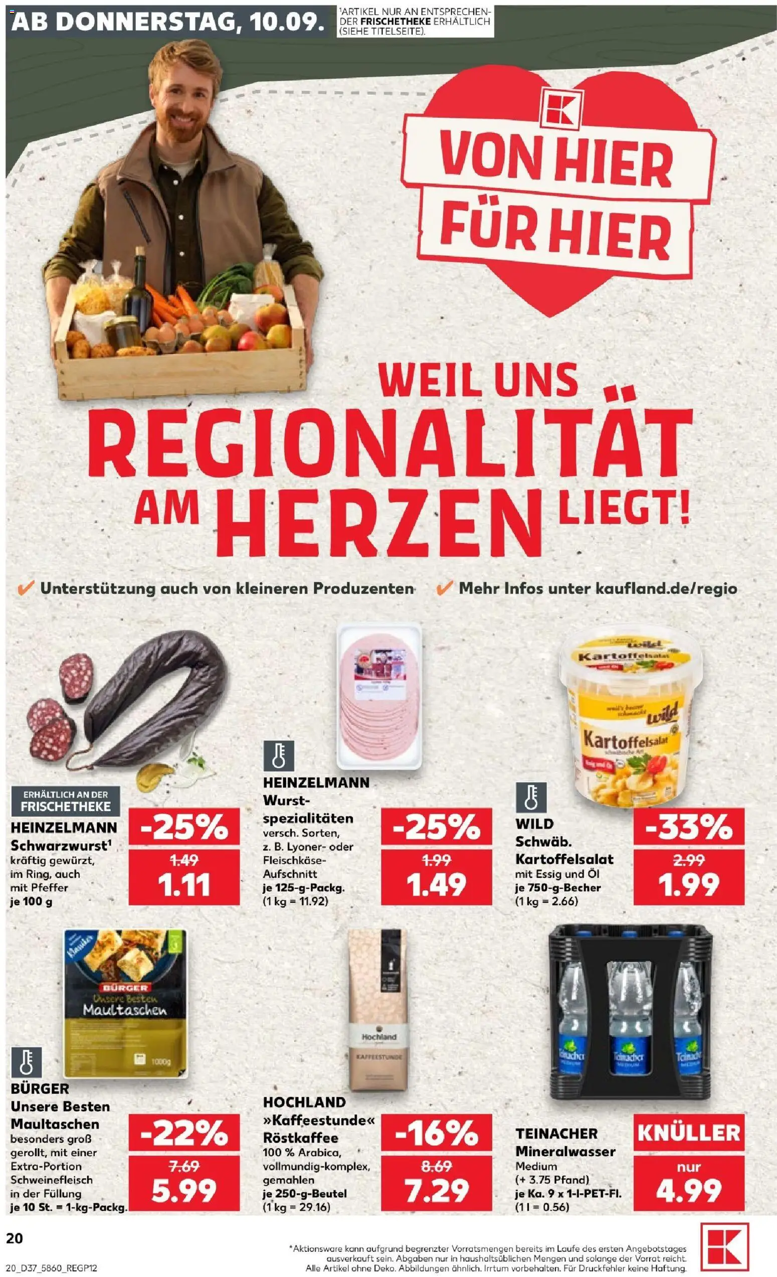 Kaufland Prospekt Stuttgart – gültig ab 10.09.2026 | Seite: 20 | Produkte: Spezialitäten, Burger, Wurst, Schweinefleisch
