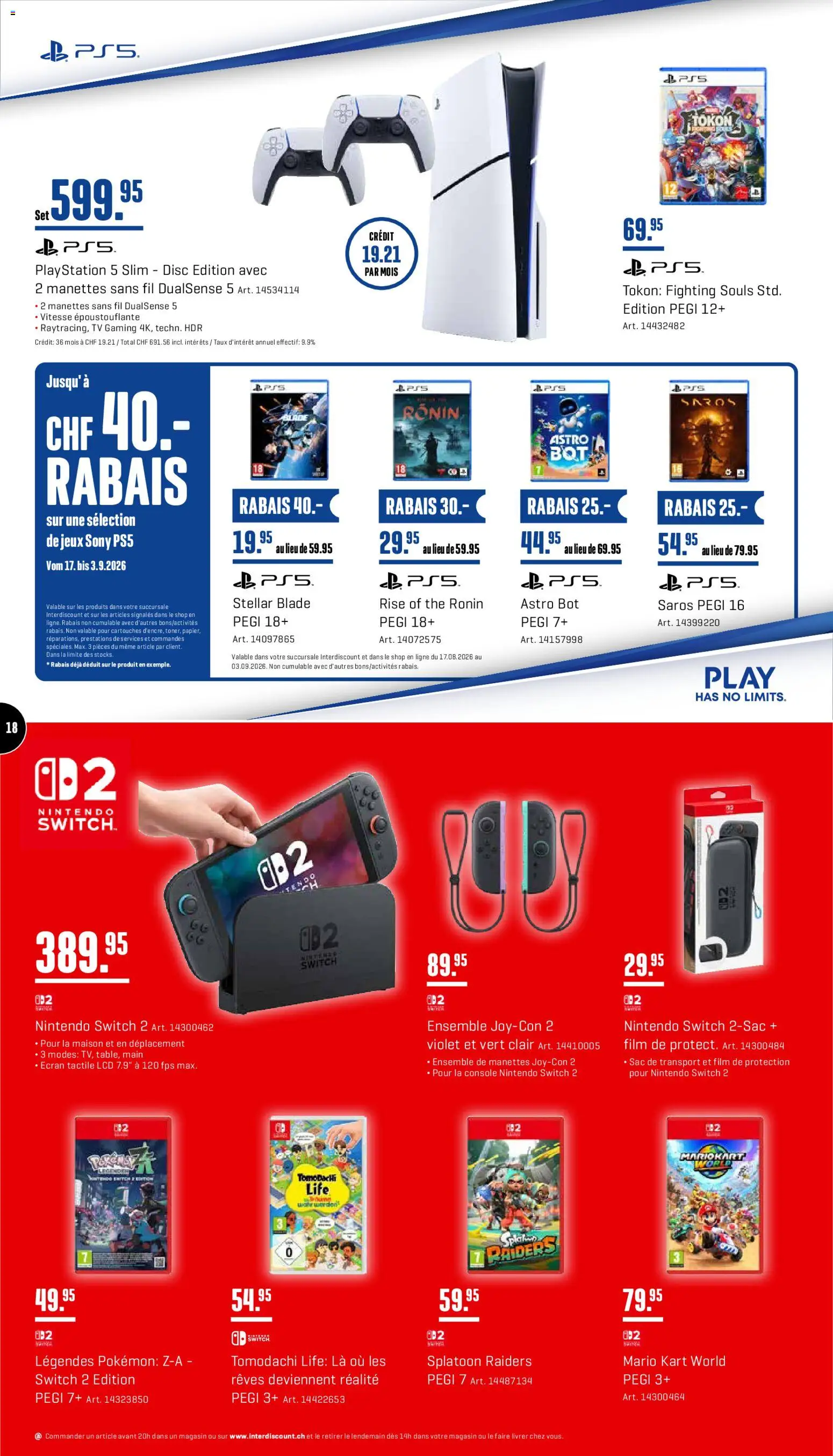 Interdiscount aktionen FR – gültig ab 17.08.2026 | Seite: 18 | Produkte: TV, Playstation, Sony