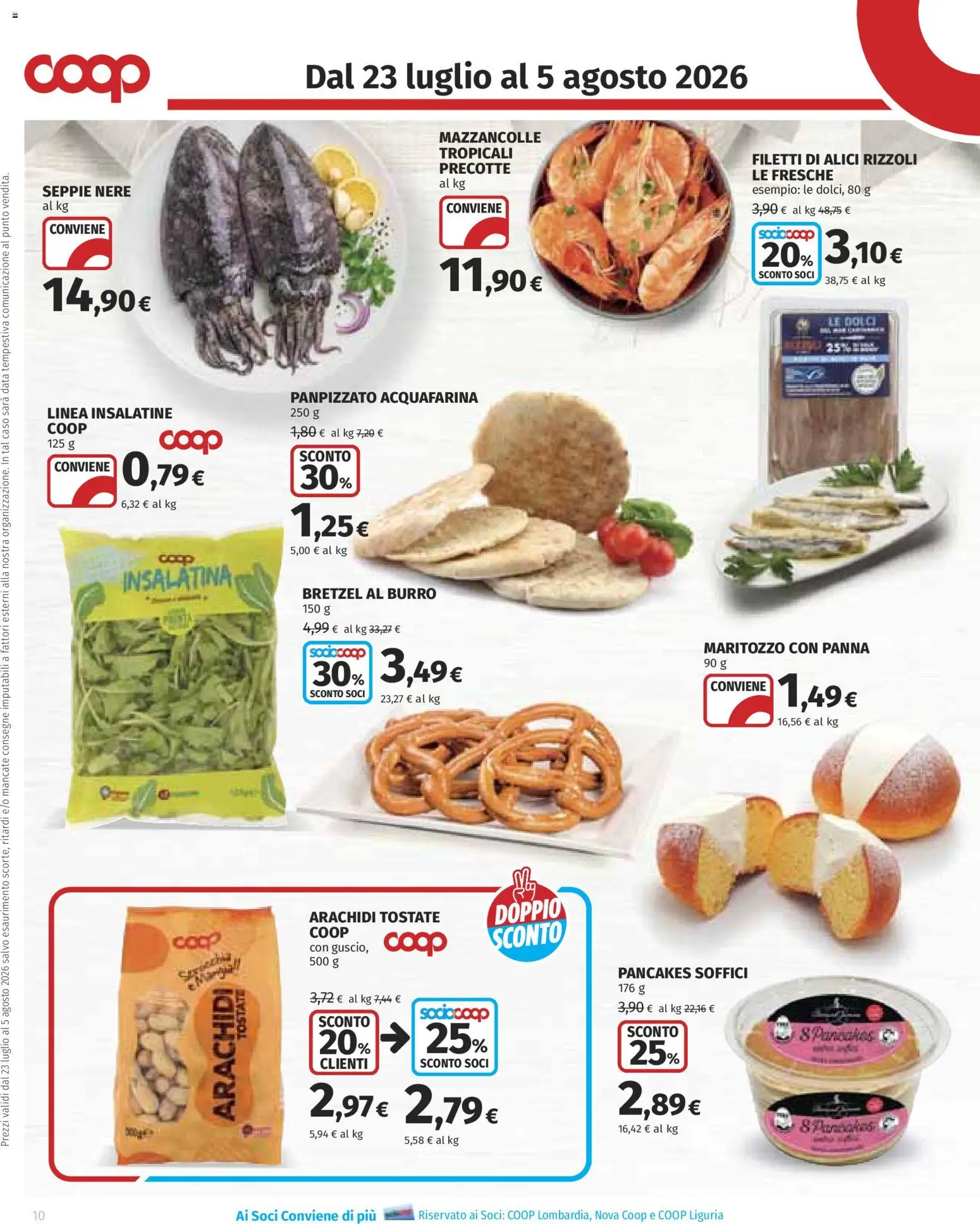 Volantino COOP del 23/07/2026 | Pagina: 10 | Prodotti: Mazzancolle, Burro, Data, Alici