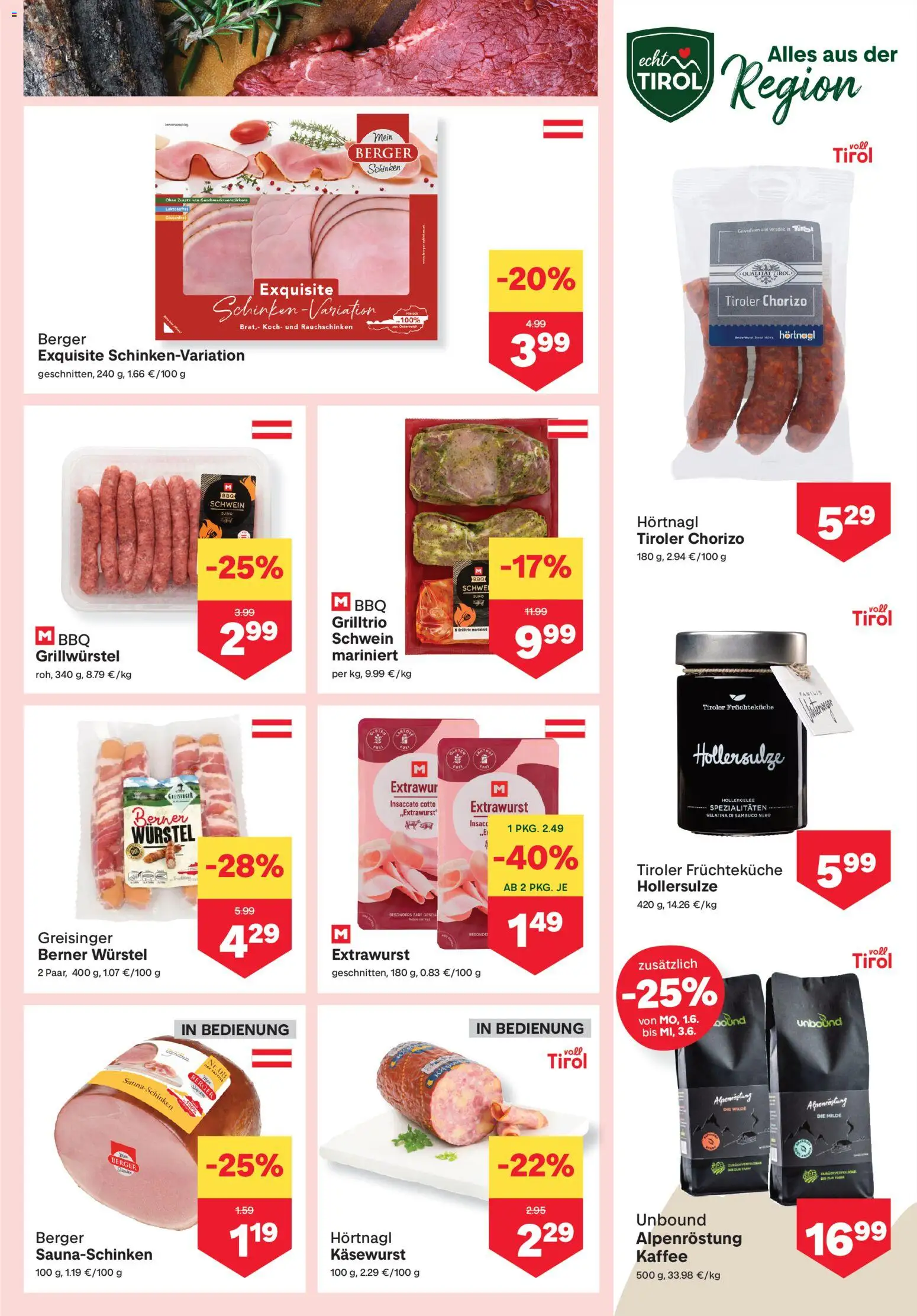 MPREIS Flugblatt gültig ab 28.05.2026 | Seite: 3 | Produkte: Kaffee, Schinken