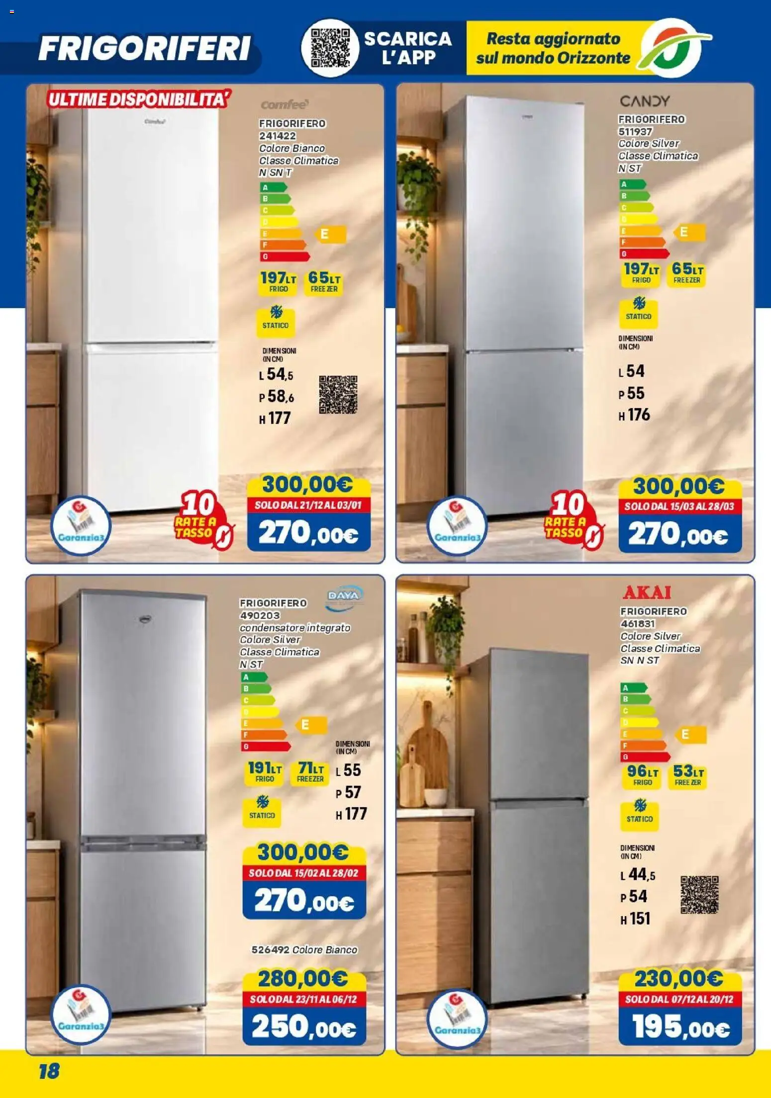 Volantino Orizzonte del 01/11/2026 | Pagina: 18 | Prodotti: Freezer, Frigorifero