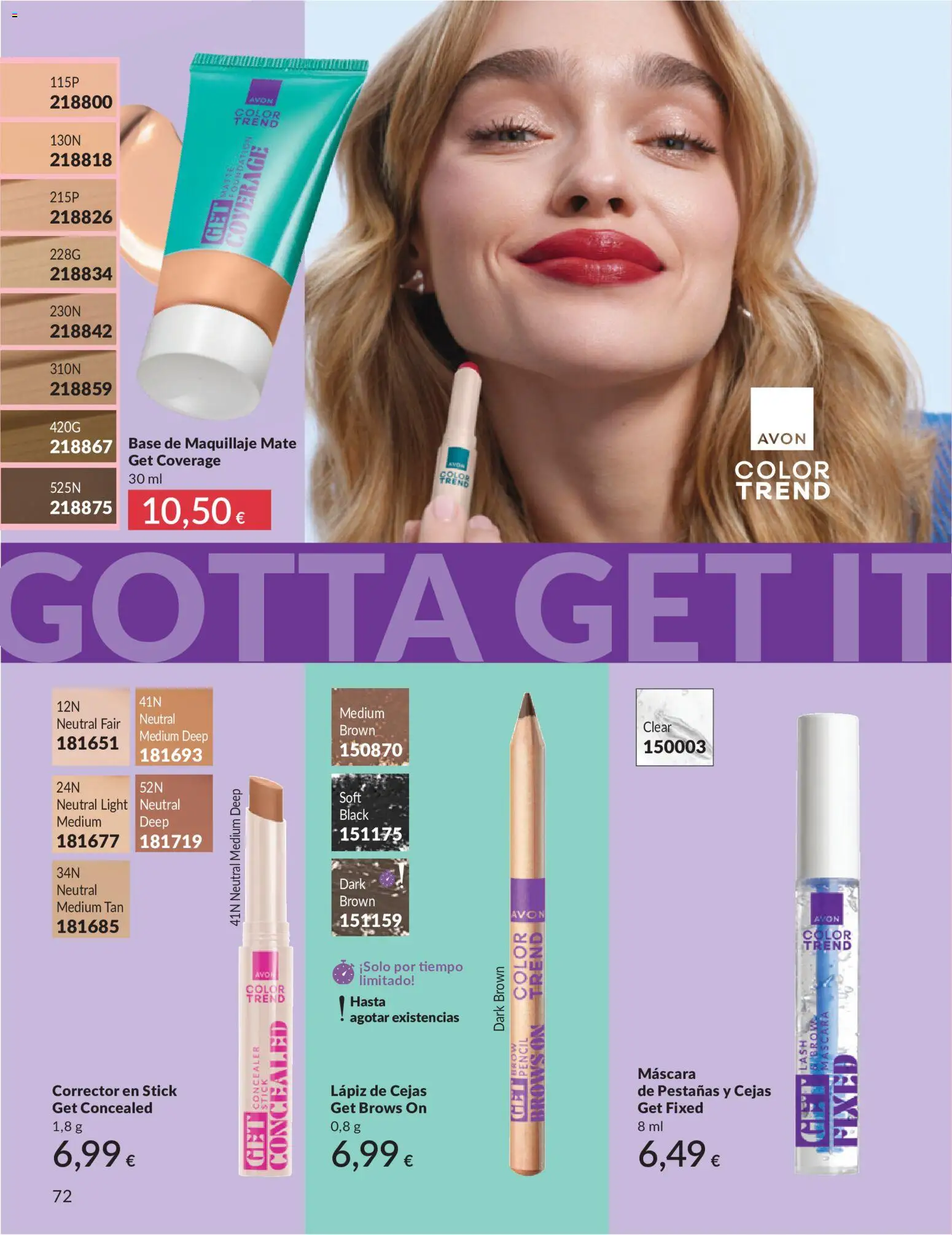 Catálogo AVON campaña 6 │ válido desde el 01.06.2026 | Página: 72 | Productos: Maquillaje, Corrector, Máscara, Lápiz de cejas