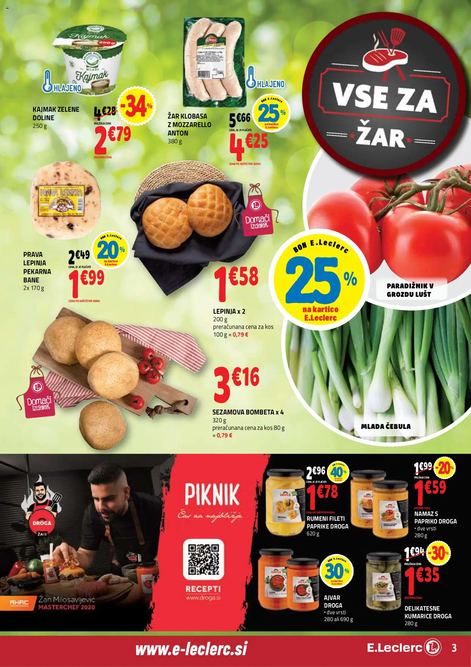 Novi E.leclerc katalog ponudbe – veljaven od 13.05.2026 | Stran: 3 | Izdelki: Namaz, Kos, Kumarice, Cebula