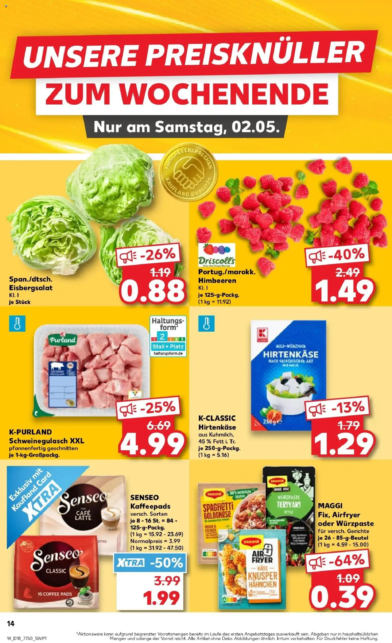 Prospekt Kaufland ab 30.04.2026 » Angebote Online zum Blättern | Seite: 14 | Produkte: Kaffeepads, Hahnchen, Feta, Senseo kaffeepads