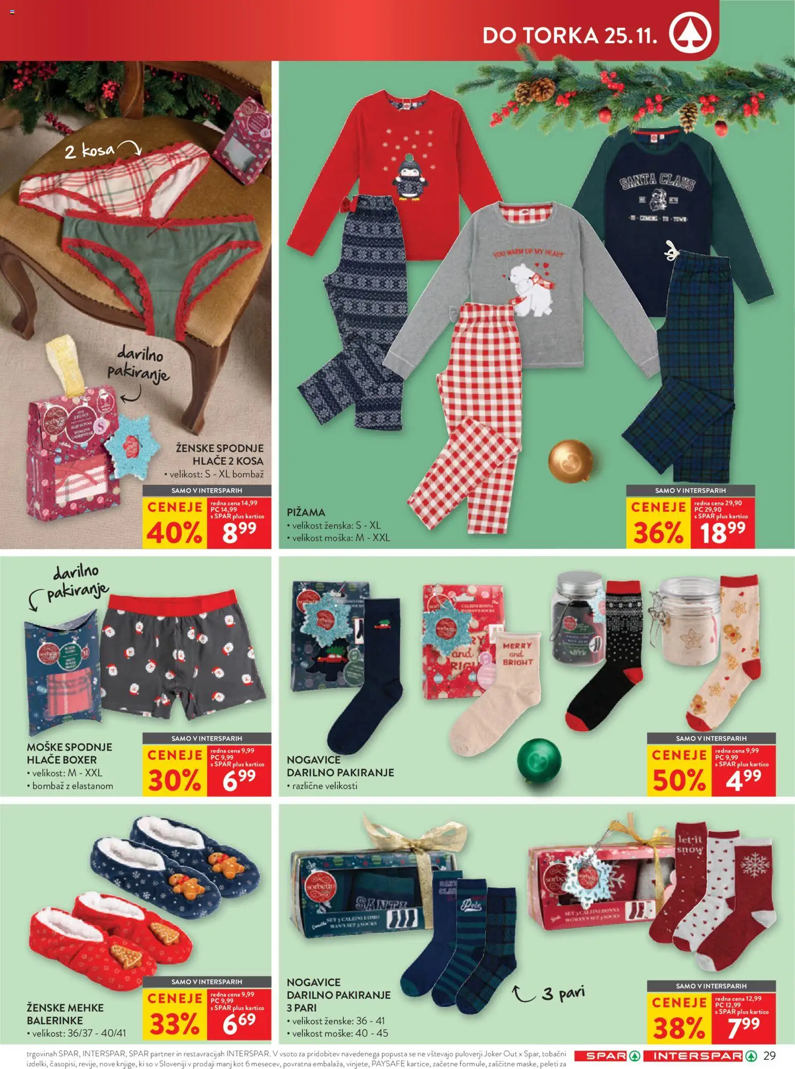 Novi Spar katalog ponudbe – veljaven od 12.11.2025 | Stran: 35 | Izdelki: Pižama, Hlace, Spodnje hlace, Nogavice