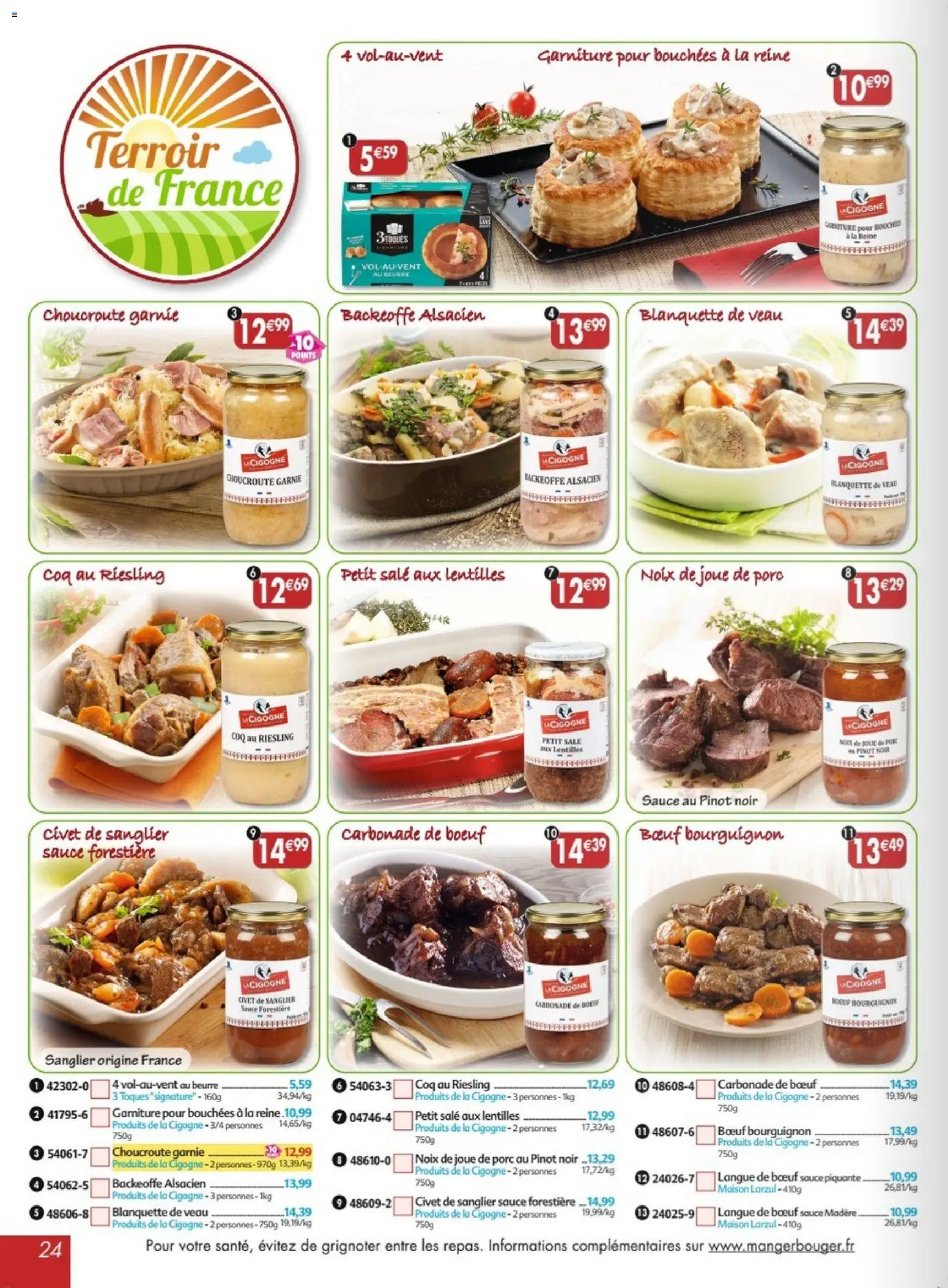 {H1} | Page: 24 | Produits: Choucroute, Noix de joue de porc, Coq, Noix