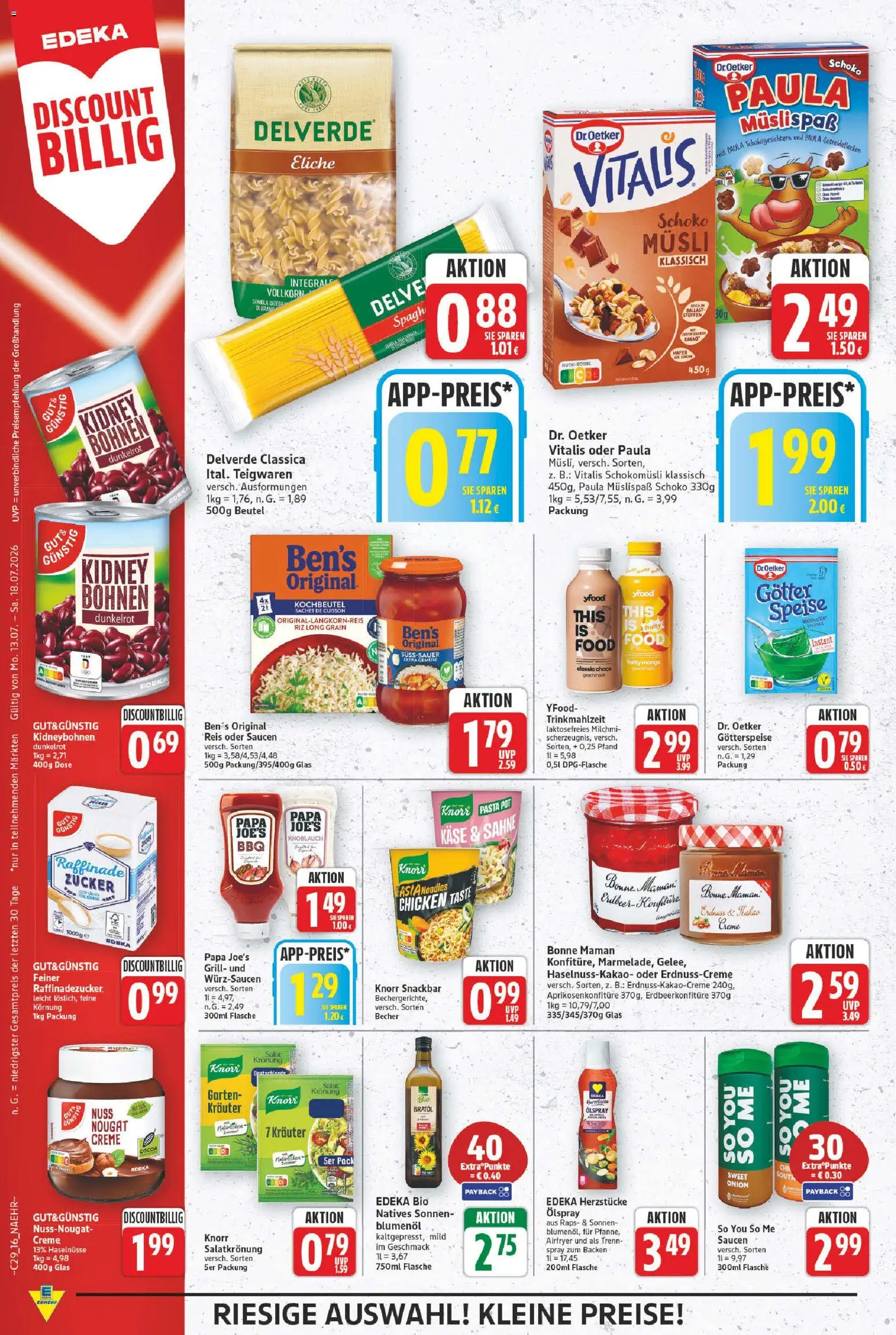 E center Prospekt – gültig ab 13.07.2026 | Seite: 16 | Produkte: Knoblauch, Pasta, Reis, Sahne